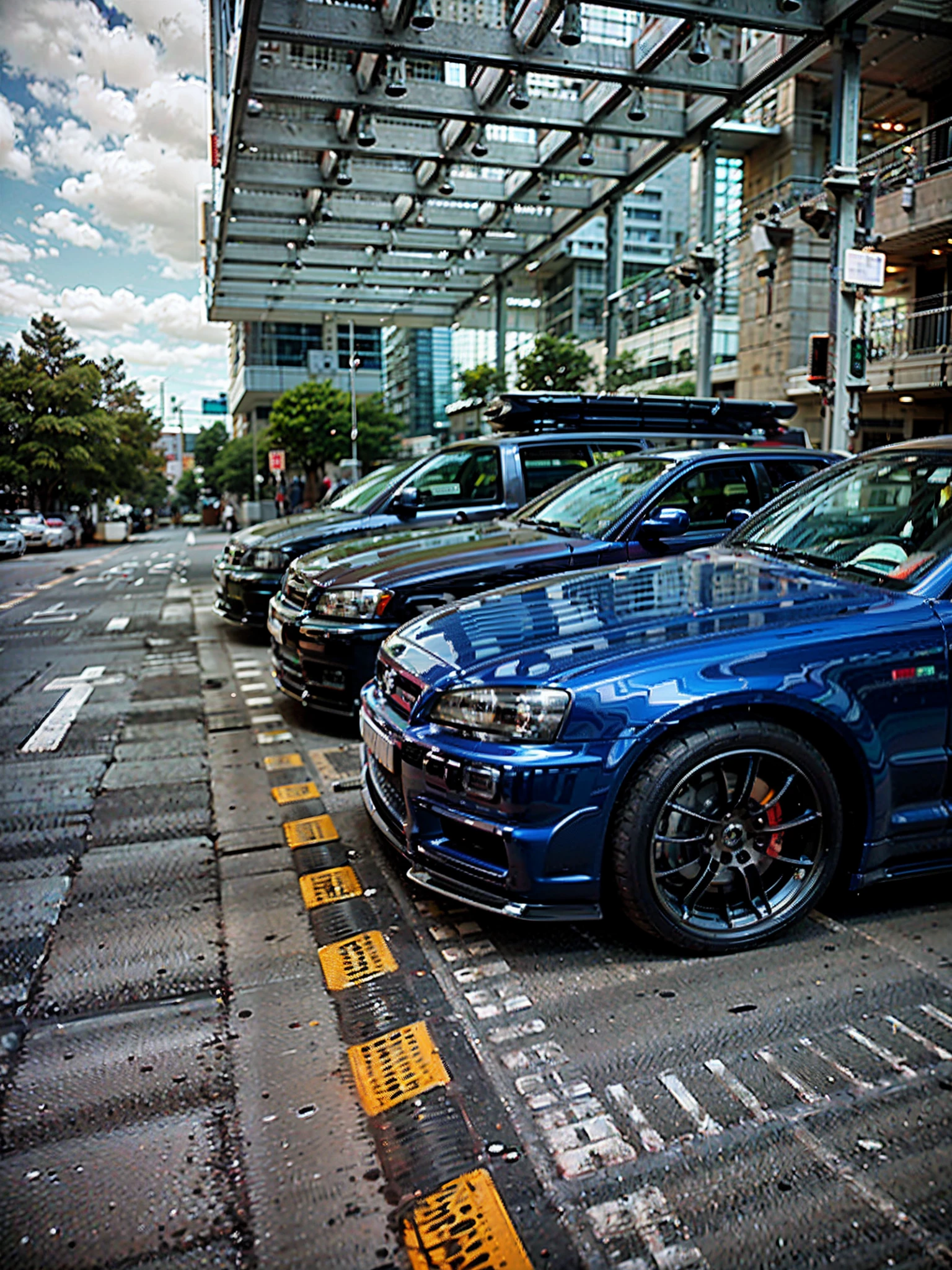 Rows of cars are parked on the side of the road, cars parked, cars parked underneath, high-quality picture, taken with a Sony A7R camera, taken with sony alpha 9, cars parked, mercedez benz, shot on nikon z9, Photo taken with Sony A7R, high-quality photo, mercedes and volkswagen, photography of