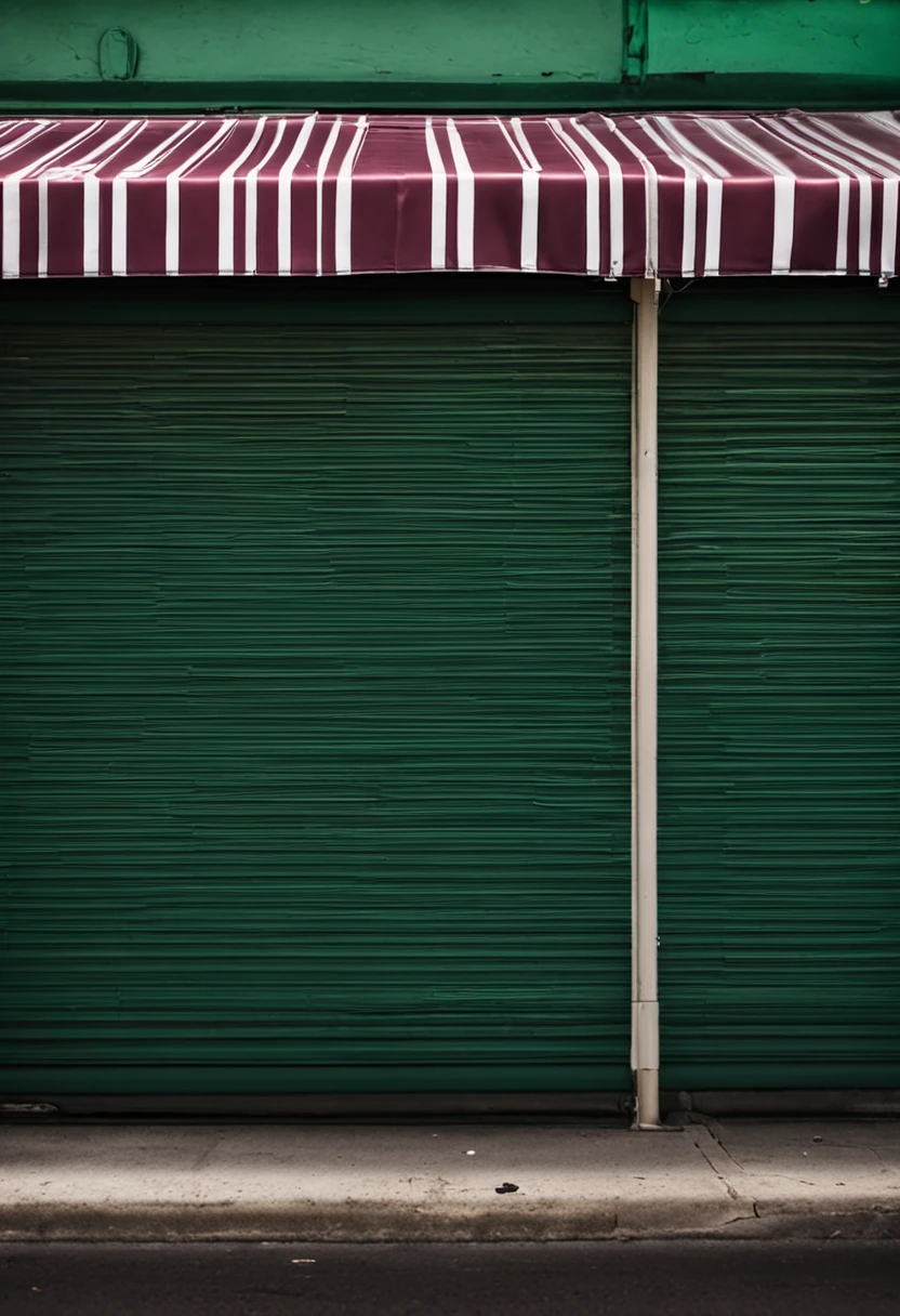 Dark green burgundy striped awning