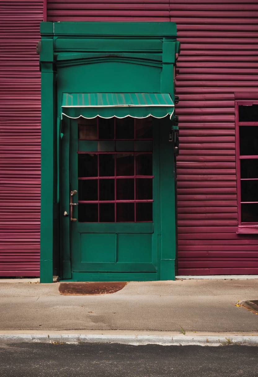 Dark green burgundy striped awning