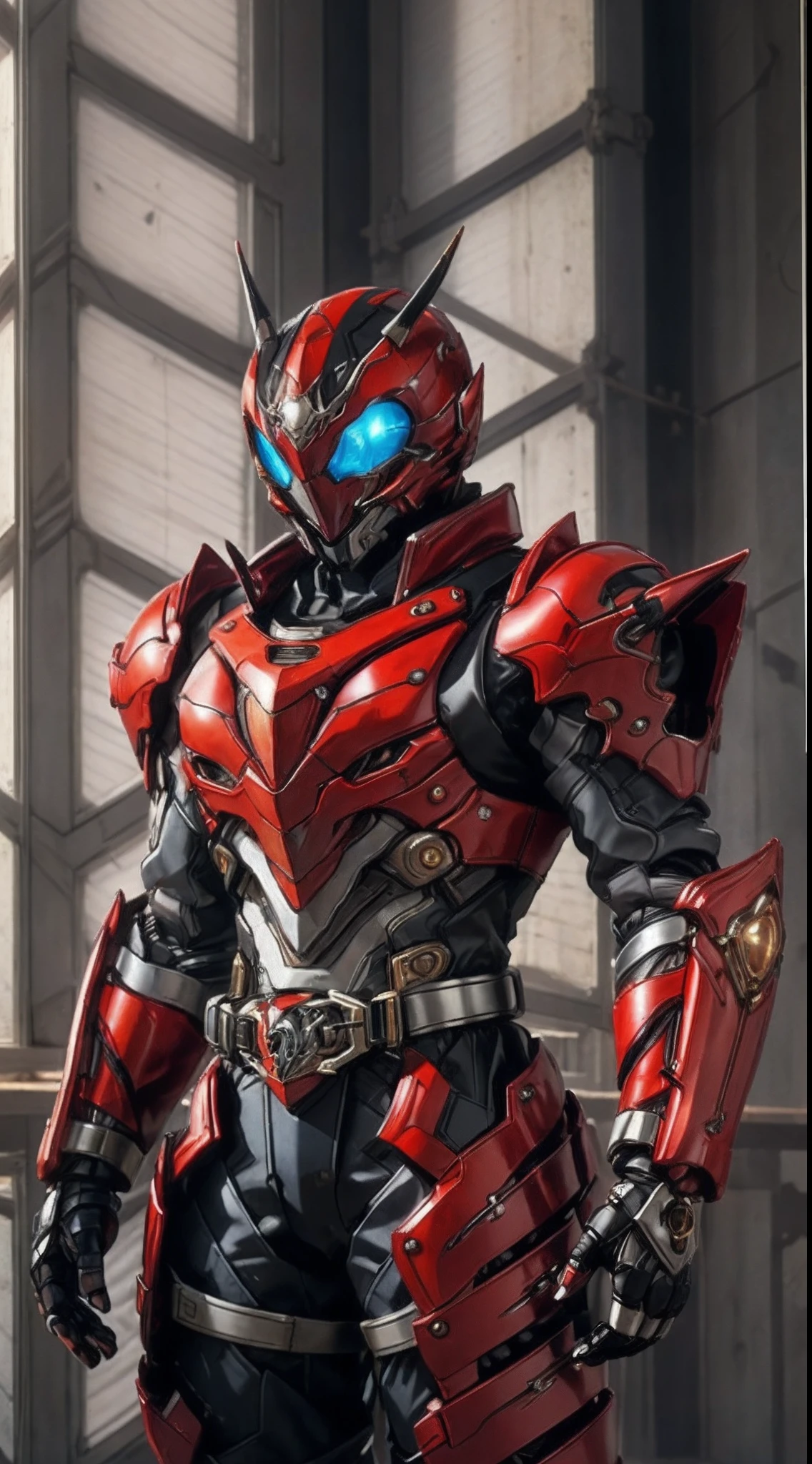 A man wearing a full-face helmet that covers most of his face, adorned in a biomimetic fantasy-style armor, the predominant black color is accented with red textures in the design this character embodies a finely crafted fantasy-style armored warrior design in anime, ((character concept art)), full body character drawing, high definition, best quality, ultra-detailed, extremely delicate, anatomically correct, symmetrical face, extremely detailed eyes and face, high quality eyes, creativity, RAW photo, UHD, 16k, (Natural light, cinematic lighting, masterpiece:1.5)