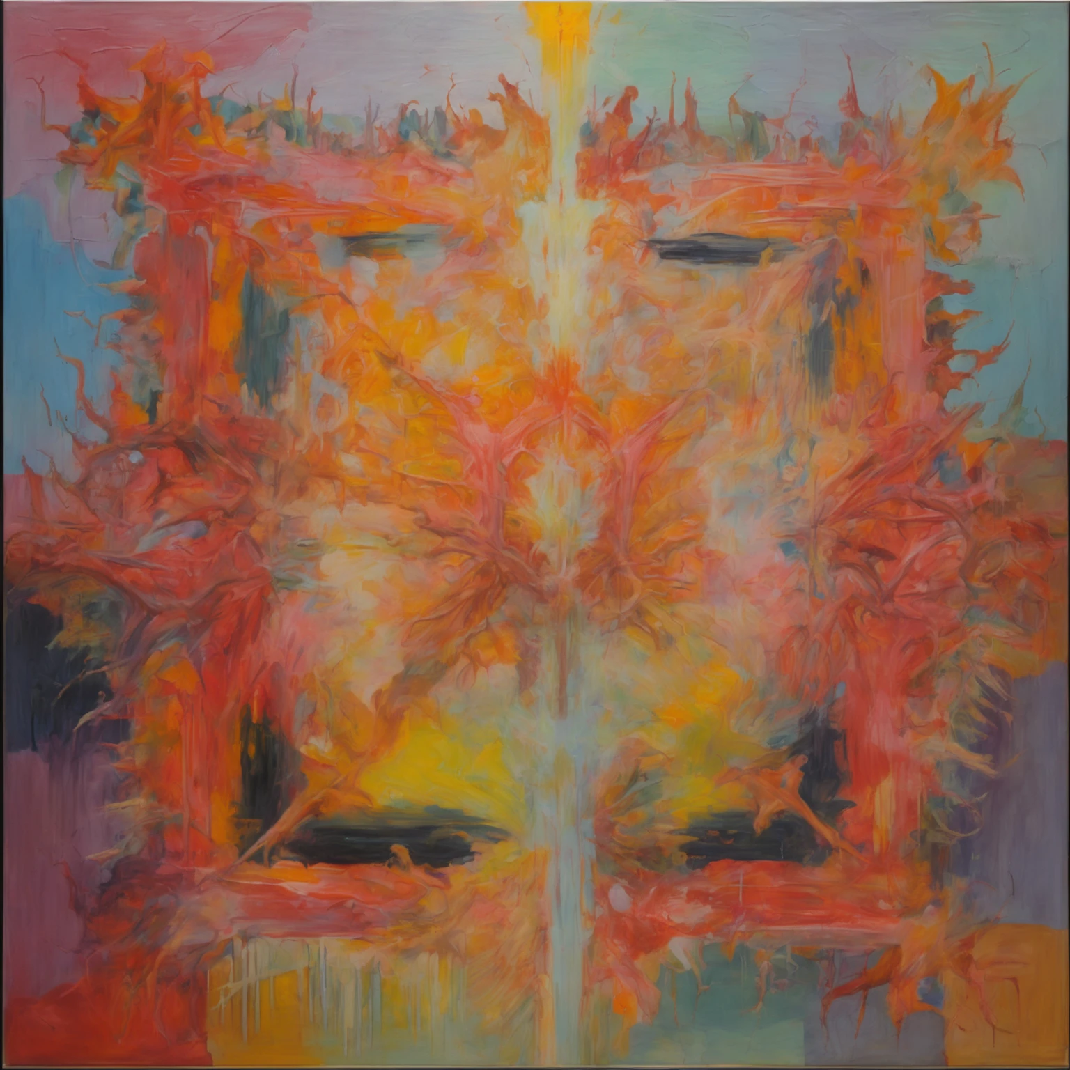 Hyperdetailed oil painting, balanced and reciprocal [glitch] still, (meditative: 1.2), (koan), matte, understated, (harmonic), cerebral, (interconnect), (introspect), psyche, concept: "May You Be In Heaven A Full Half-Hour Before The Devil Knows You're Dead."
