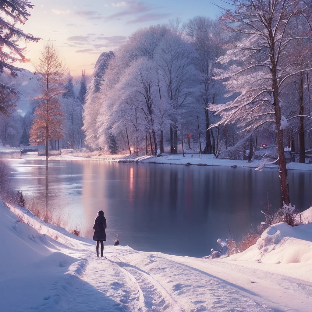 beautiful landscapes of winter anime makoto shinkai masterpiece --auto --s2