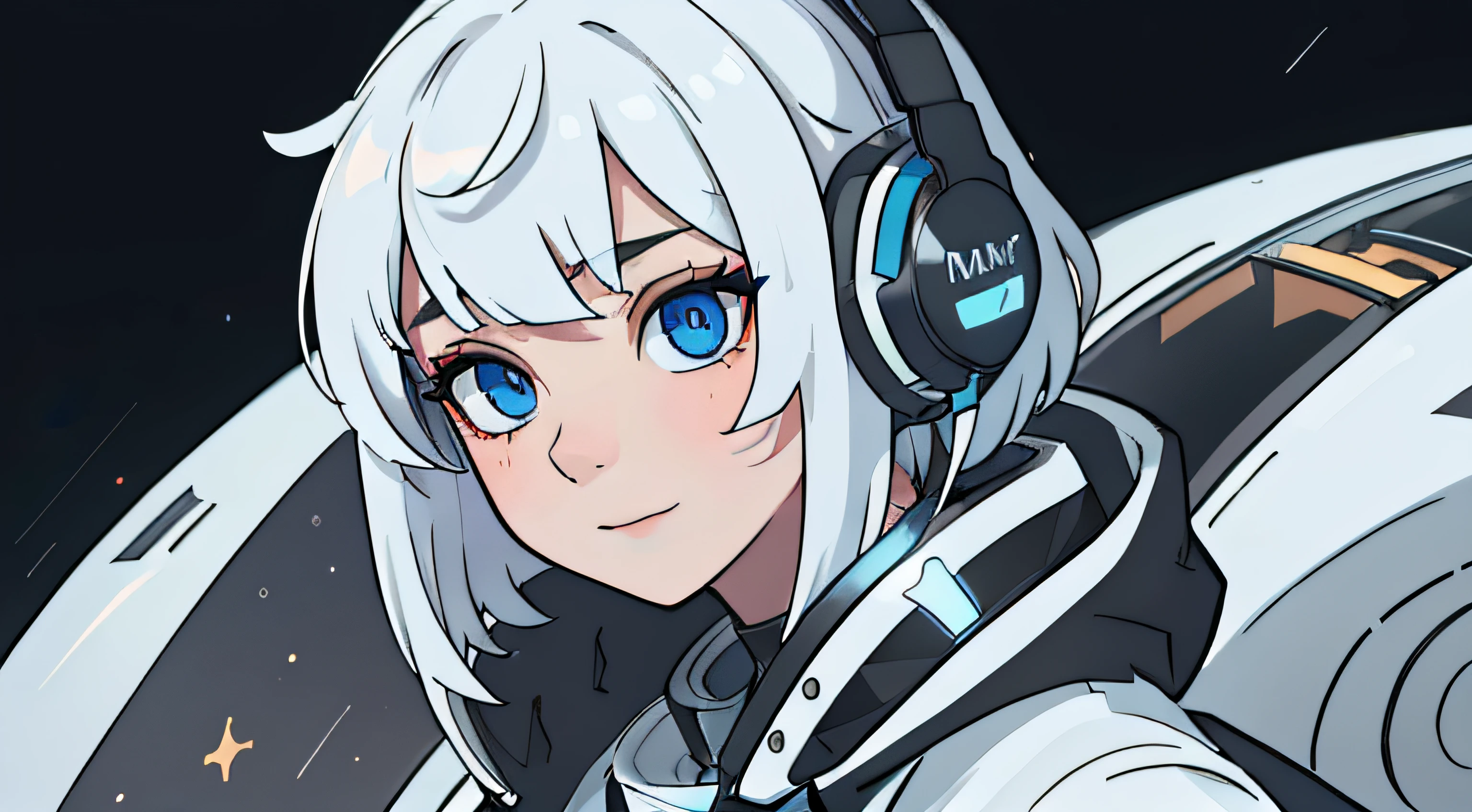 (Masterpiece, fine detailed beautiful eyes: 1.2), (On the moon, space, looking back into earth), White hair, Black tank top, voluminetric lighting, White jacket, glowing headphones, Cyberpunk, Futuristic, multi colored eyes, Detailed eyes, ultra - detailed,Light smile, Highly detailed, Beautiful, small detailed, Ultra detailed, Best quality, Intricate, hyper photorealism, Sharp, Digital illustration, Detailed, Realism, Intricate, 4K, 8K, trending on artstationh, Good anatomy, Beautiful lighting, Award-winning, Photorealistic, Realistic shadows, Realistic lighting, Beautiful lighting, Ray traching, Intricate details, Moody, Rule of thirds, Masterpiece, (illustration:1.1), A high resolution, (Extremely detailed CG, Unity, 8K wallpaper:1.1), Beautiful face, Highly detailed face, Ultra photo realsisim, Masterpiece, Bokeh, Extremely detailed, Intricate, zoomout, Colorful, Vibrant colors, Red nail polish, Side view,