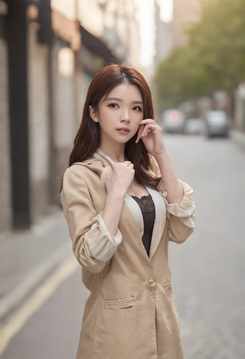 full bodyesbian、cool lady、japanes、caps、Longhaire、A dark-haired、thin clothes、In the street、Cool Pose、tight trousers、large full breasts、put hands on the hip