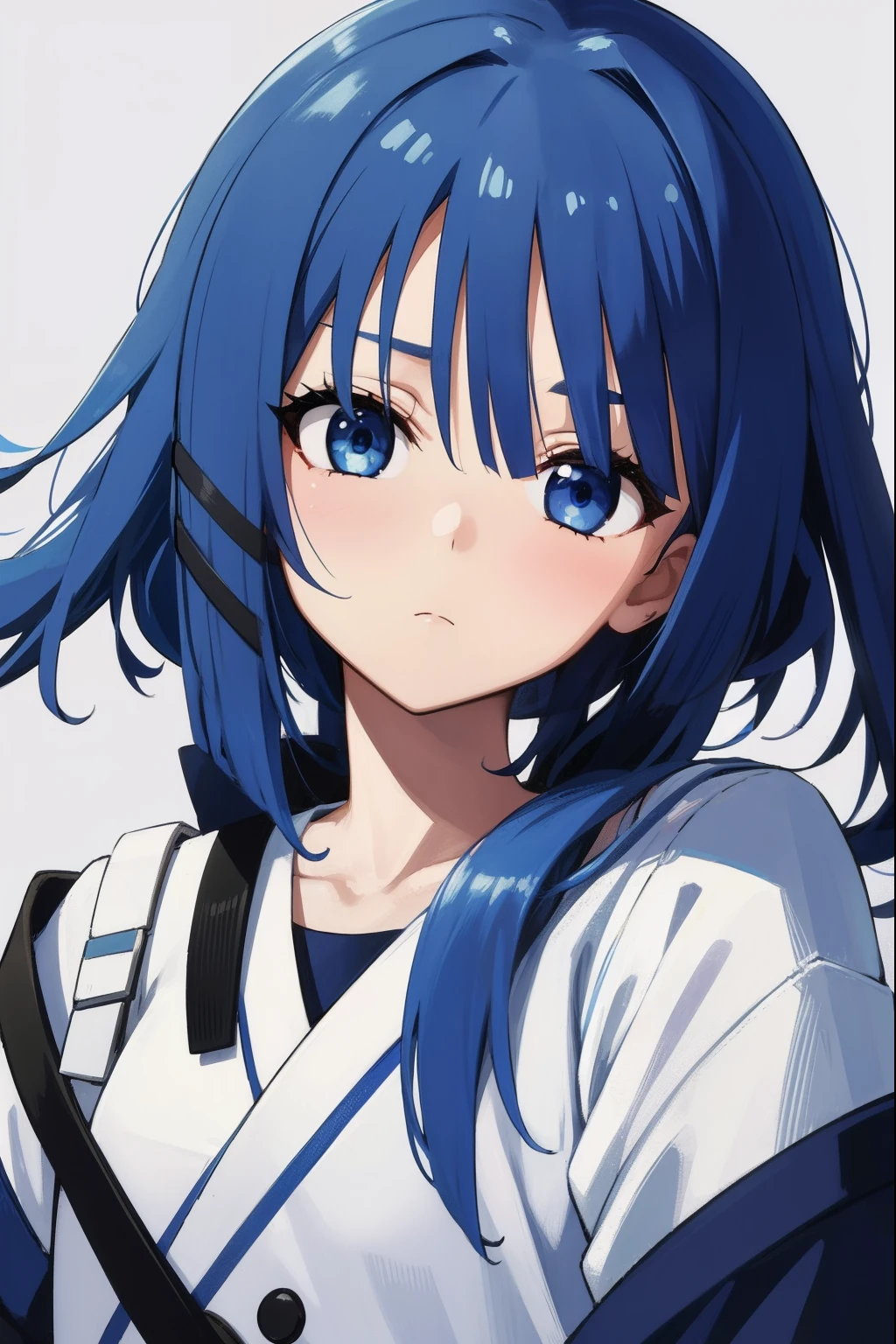Mullet hairstyl,girl,japanese,blue hair,cool,cute,anime,illust,beautiful,high Quality,blue eyes,beautiful face,eyepatch