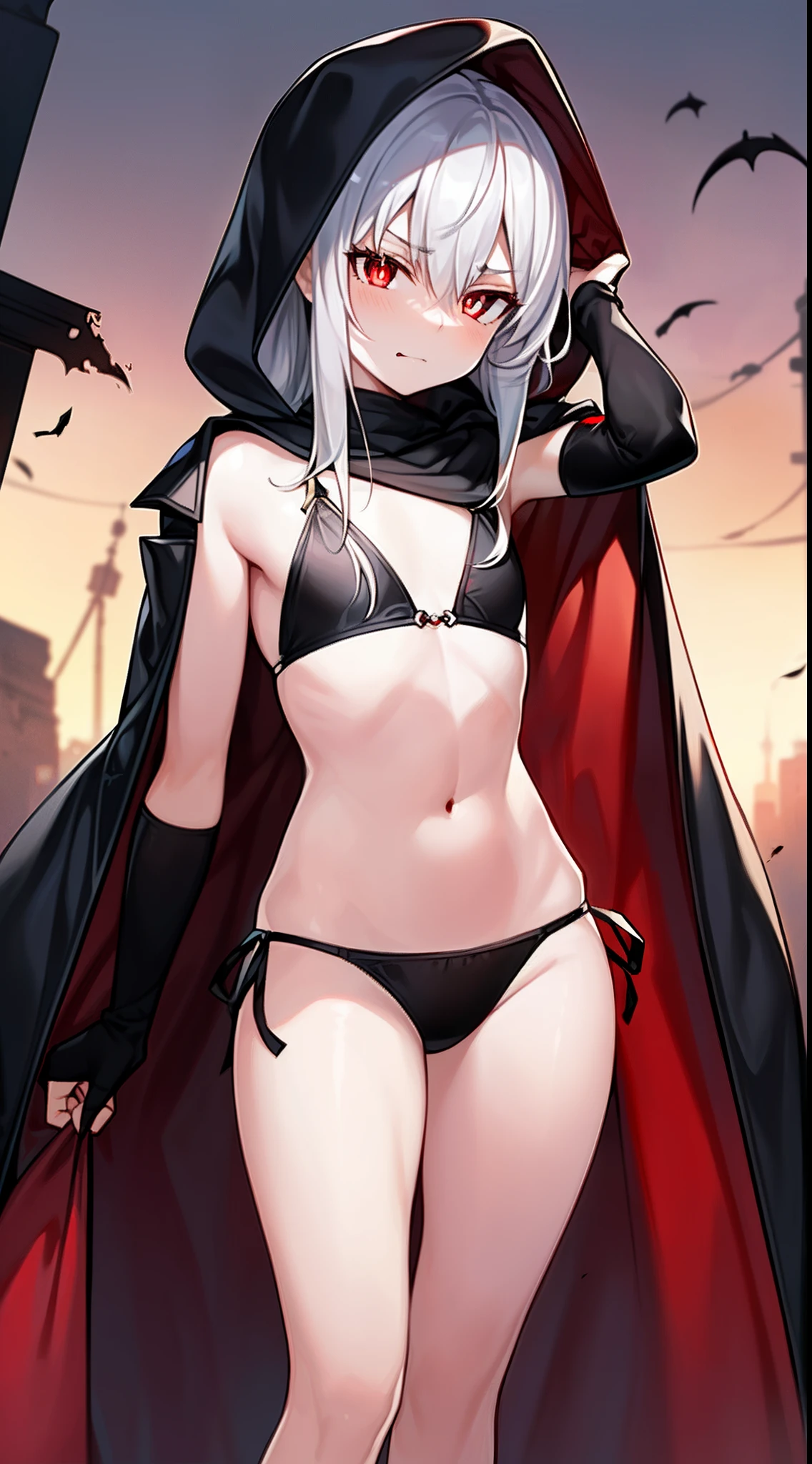 (Beautiful wallpapers) ，(evil theme)，(Girl with long white hair)，red pupils，(A black cloak covers the whole body)，Dominate the disaster，(Handsome)，Flat chest，Red Storm，(A world shrouded in darkness)，Random background，(The ultimate villain)，Resist the urge to defecate，Visceral abdominal pain