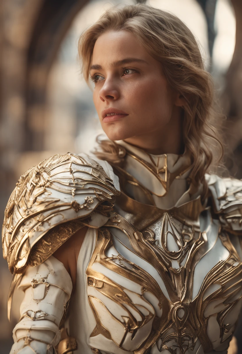 angel, armor gold (masterpiece, best quality, high resolution:1.4), 1girl, angel, skin pores texture, Hair blonde, HD , Photography, movie, cinematic, full Body, Realistic, (8k, RAW photo, best quality, masterpiece:1.2), (realistic, photo-realistic:1.33), best quality, detailed eyes blue, cute,natural lighting, depth of field, film grain, wrinkled skin, sharp, detailed and realistic portrait of a woman ,(freckles:0.5) , outside, wearing a white t shirt, staring at camera, chapped lips, soft natural lighting, portrait photography, magical photography, dramatic lighting, photo realism, ultra-detailed, intimate portrait composition, Leica 50mm,