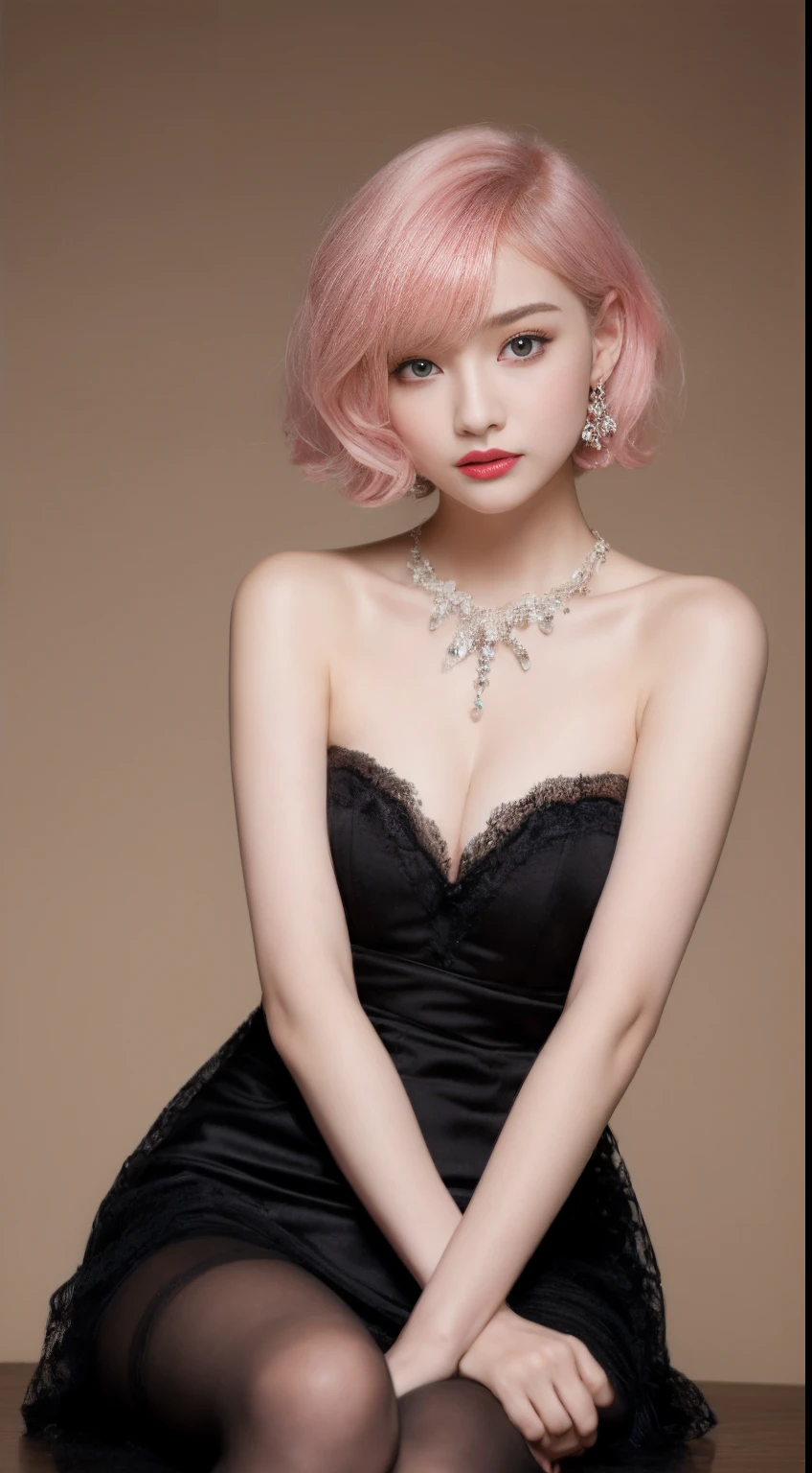 ((An ultra-high picture quality、top-quality、8k picture、​masterpiece:1.3))、Crisp focus:1.2、Beautiful woman with perfect body shape:1.4、The most beautiful face、Super Slender、abdominals:1.2、((pinkhair、short-cut、Beautiful and big breasts:1.2、tchibi、)Best pink hair、)、Perfect pink hair、Perfect short hair、a wet body:1.5、Very delicate skin texture、A detailed eye、二重まぶた、German、15yo student、German beauty at 15 years old、Perfect five-finger、Delicate and perfect hands、perfect arms、perfect leg、perfect foot、night city background、Inside a luxury cabaret、perfect  eyes、Perfect makeup、red-lips、A slight smil、open the legs widely、Delicate hair、skinny  body、Ganimata leg opening、Hands behind the body、bich、high quality make up、Gorgeous and elegant hair、Bewitching face、Best Makeup、The cutest beauty in the world、Best Hair Styling、Stylish hair and makeup、The cutest in the world、(Gorgeous and elegant finest black dresses、)Finest pink dresses、Wear hair ornaments、Simple piercing、Glamorous atmosphere、Wear high-heeled shoes、Wear a luxurious necklace、Short stature、tchibi、Infant face、Wearing the most glittering luxury bracelet、Wearing a diamond anklet、Gentle face、Perfect young face、Innocence、Overall dark、Full Lolita Face、a baby face、Sexy Cabaret Cast、Sexy face、Sexy little girl、Chic and classy dresses、Everything is very beautiful、Lace luxury panties look perfect、Finest Long Dresses、Interior background of the cabaret、Luxury Pearl Necklace、Thin thin eyebrows、Young German 15 years old、