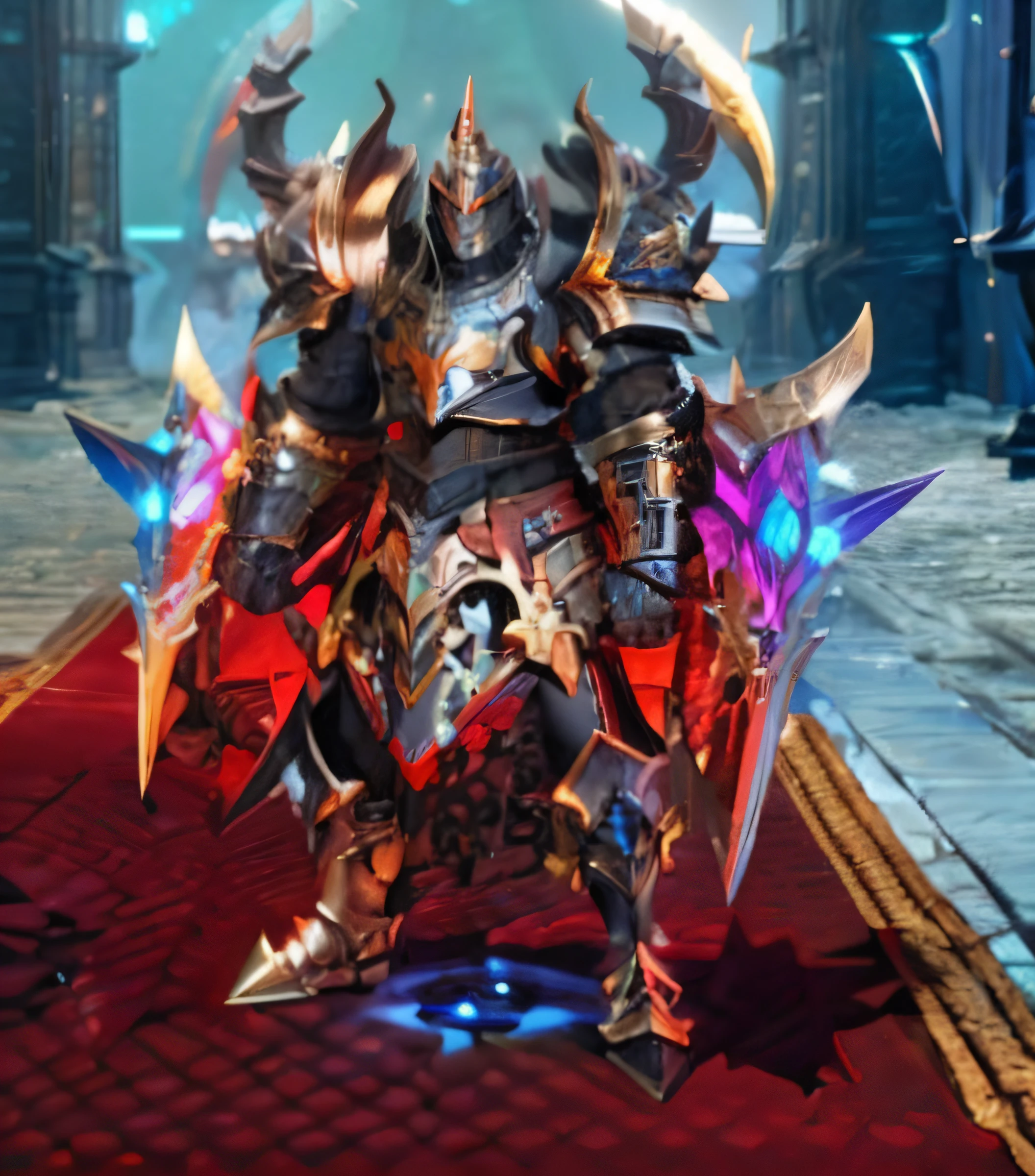 a close up of a person with two sharp knuckle gloves, black fire color reflected armor, ornate supreme demon overlord, corrupted armor, draconic looking armor, demon armor, epic paladin armor, intricate legendary armor, heavy gold obsidian armor, ornate armor, sliver ice color reflected armor, plated armor intricate, king of time reaper