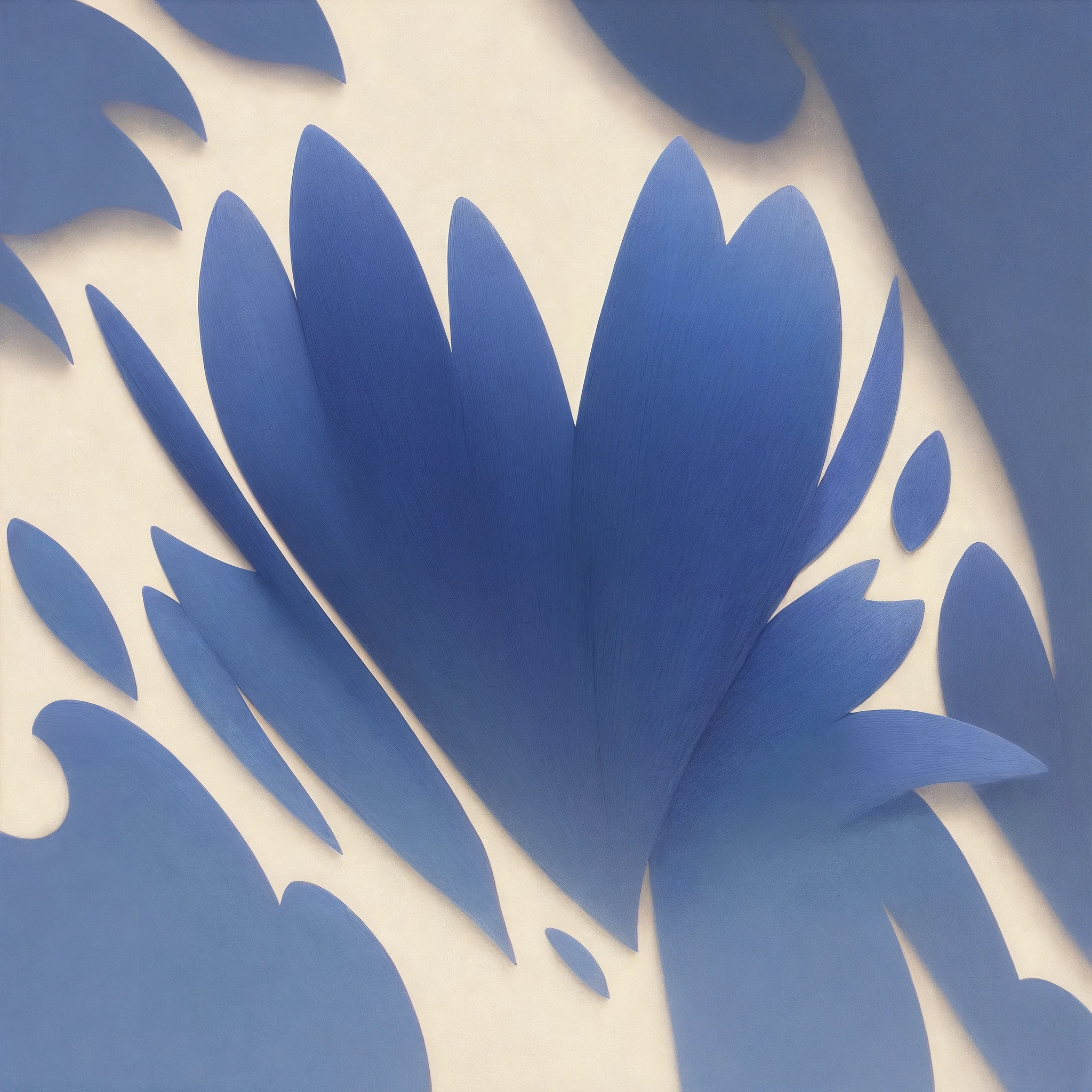The background is smooth and bright indigo.