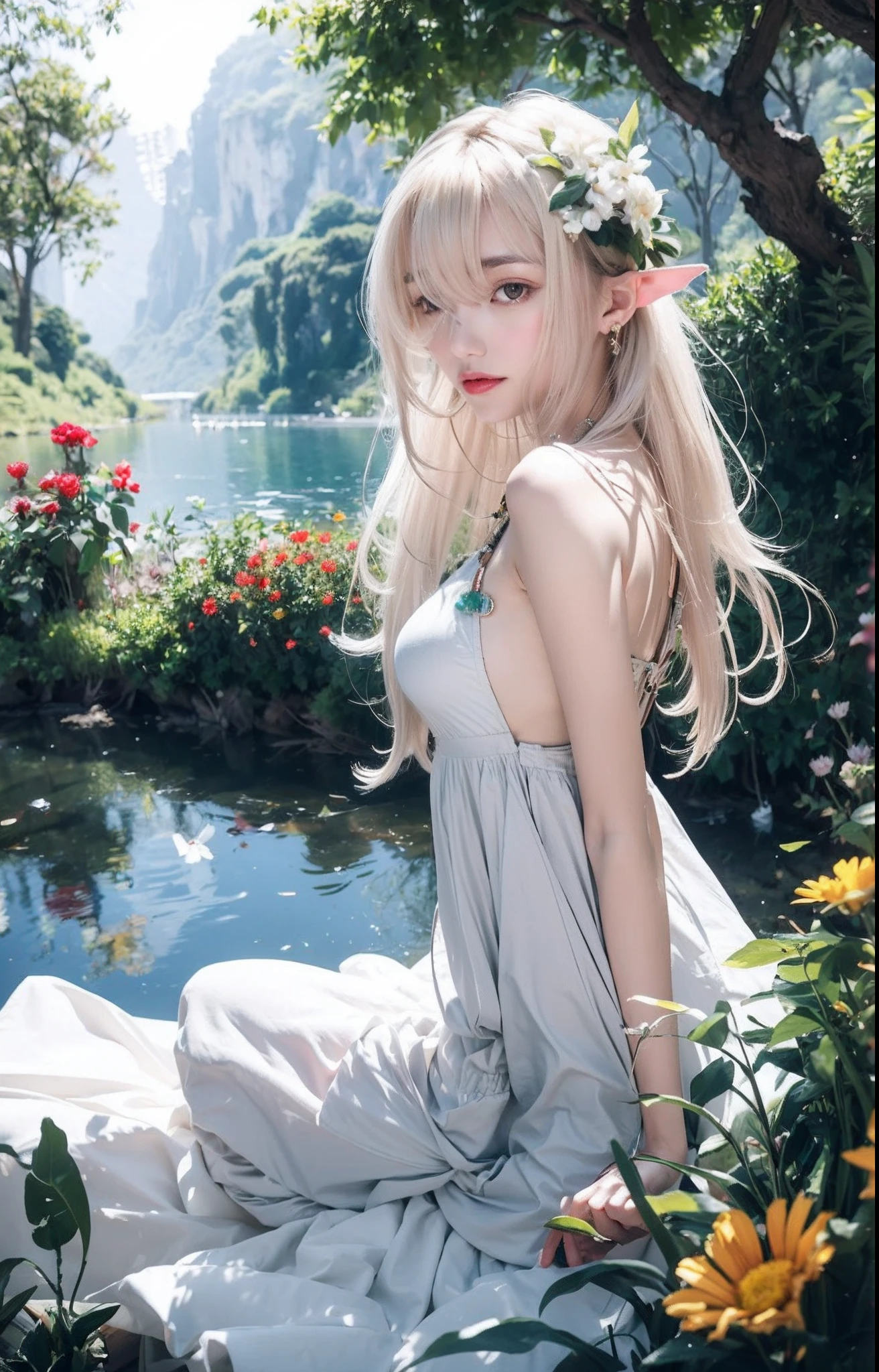 (Best quality, 8k, 32k, Masterpiece, UHD:1.2),Photo of Pretty Japanese woman, large breasts, very short bob hair,upper body,face focus,oversized_sweater, necklace, simple background, from above, looking at viewer,