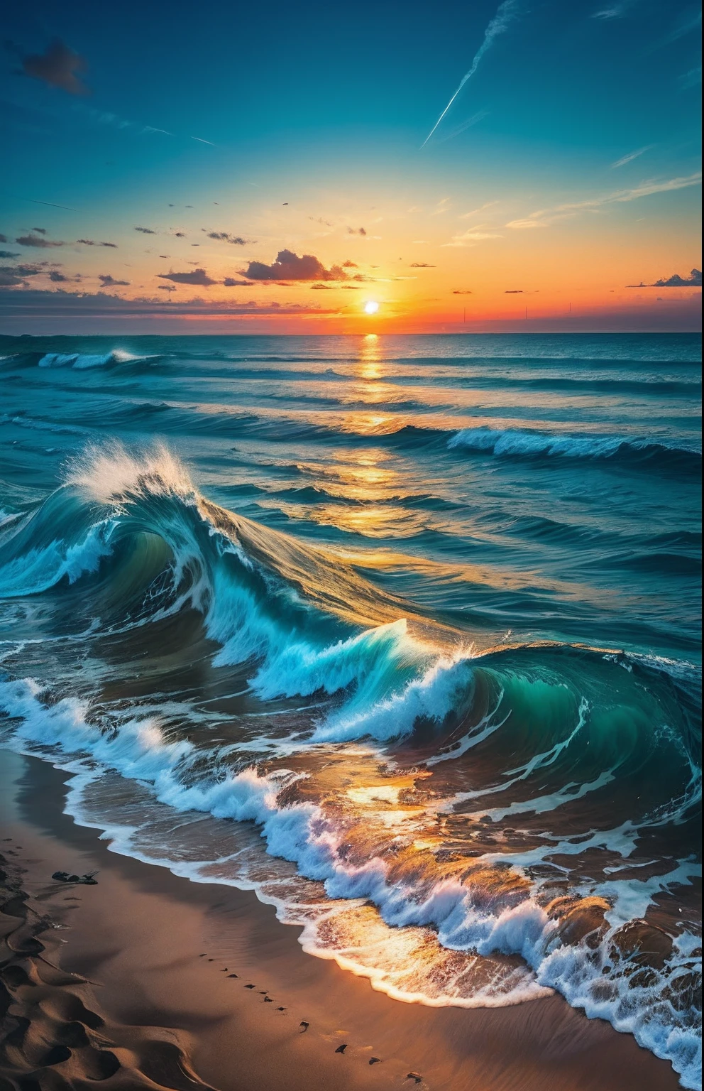 As the sun begins to set on the horizon, casting a golden glow across the vast expanse of the ocean, you find yourself standing on a secluded beach. Gentle waves break upon the shore, creating a soothing symphony of sounds. You close your eyes and take a deep breath, feeling the cool mist of the ocean on your face.
With each wave that crashes upon the sand, imagine the untold stories they carry. Write a heartfelt tale inspired by these captivating waves. Let the ebb and flow of the ocean's rhythm guide your words, transporting readers to a place where dreams are whispered by the sea and memories are etched in every tide. Explore the emotions, mysteries, and lessons these waves offer, weaving a narrative that captures the essence of their ever-changing nature.