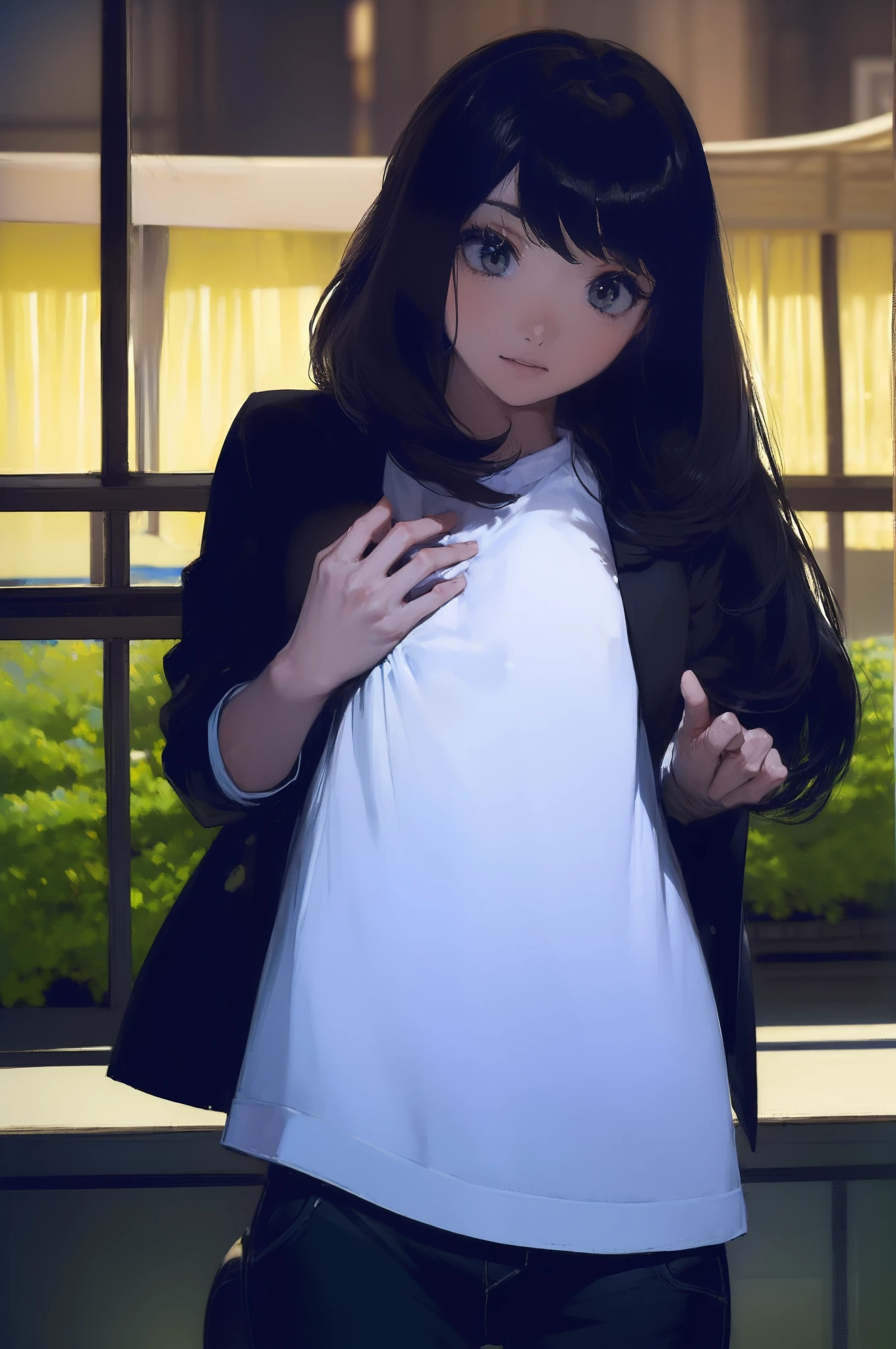 ((((catching a big fish by the lakeside:1.5)))),((Female 28 years old)),((Best Quality:1.5)),(((Hands with the correct number and structure of fingers:1.4))),((Big fish:1.37)),hight resolution,ultra-detailliert,​masterpiece,best qualtiy,(Eight-headed body),Black hair, long eyes-lashes, Solid Circle Eyes, drop shadow, Atmospheric perspective,Super Detail, ccurate, small brest,(Black jacket and black jeans :1.1),top-quality, blurry backround, bokeh dof:1.2, (​masterpiece:1.3),  Atmospheric perspective,Super Detail,dynamic compositions,