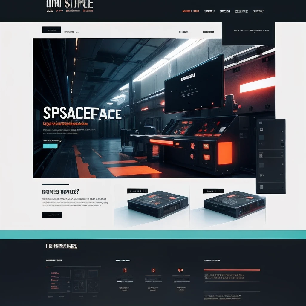 ui for industrial space explore website, industrial design, bold and vibrant