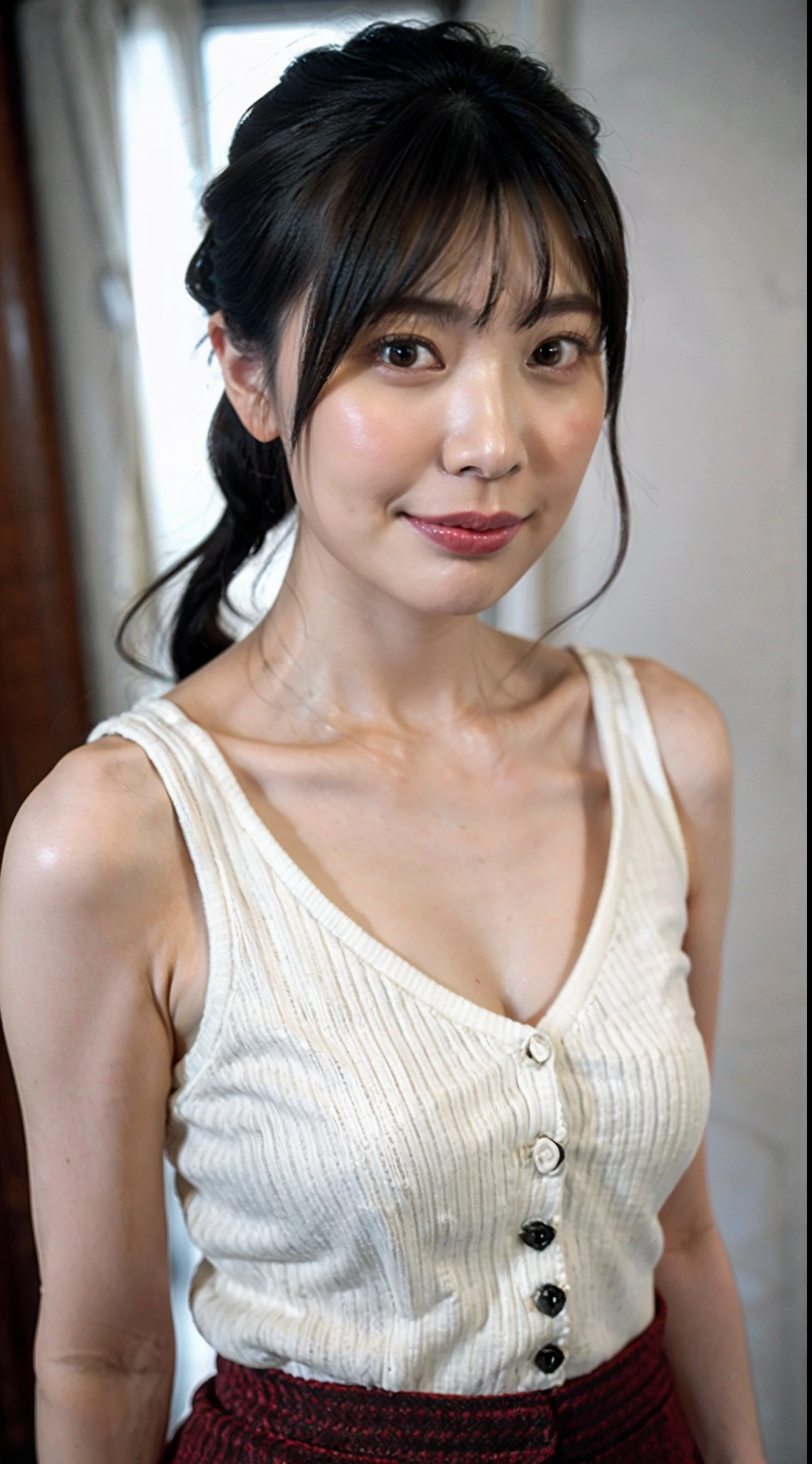 top-quality、超A high resolution、（8K， RAW photos， best qualtiy，（Well-defined abs：1.1），（perfect bodies：1.1），neckwear，chain，Full body photo，cleavage， exposed bare shoulders，Sweaters，short  skirt，（极其细致的CG 8k壁纸），（Extremely refined and beautiful），（tmasterpiece），（best qualtiy：1.0），（超A high resolution：1.0），[A high resolution]，Delicate skin，ultra - detailed