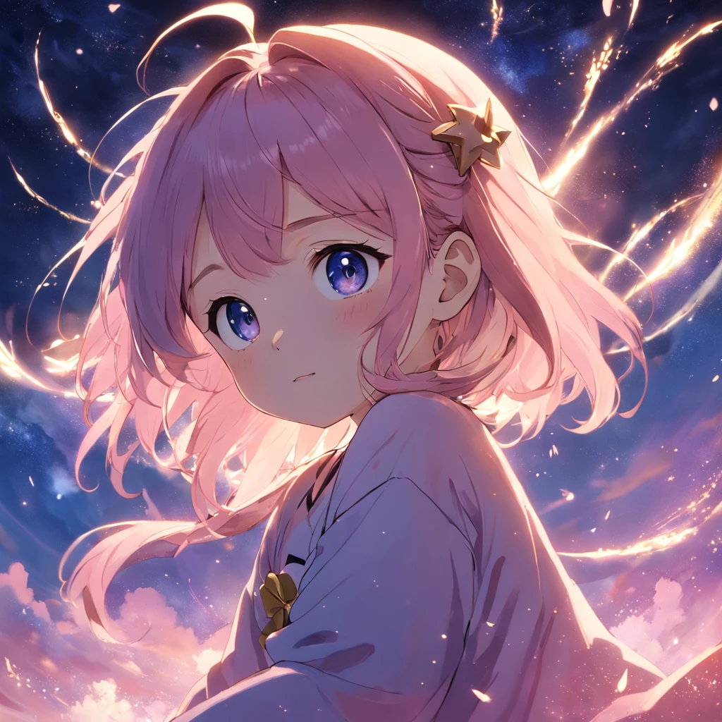 masterpiece、top-quality、Movie stills、90's、1girl、magical little girl、a closeup、starrysky、happiness、Warm soft lighting、(Spark:0.7)