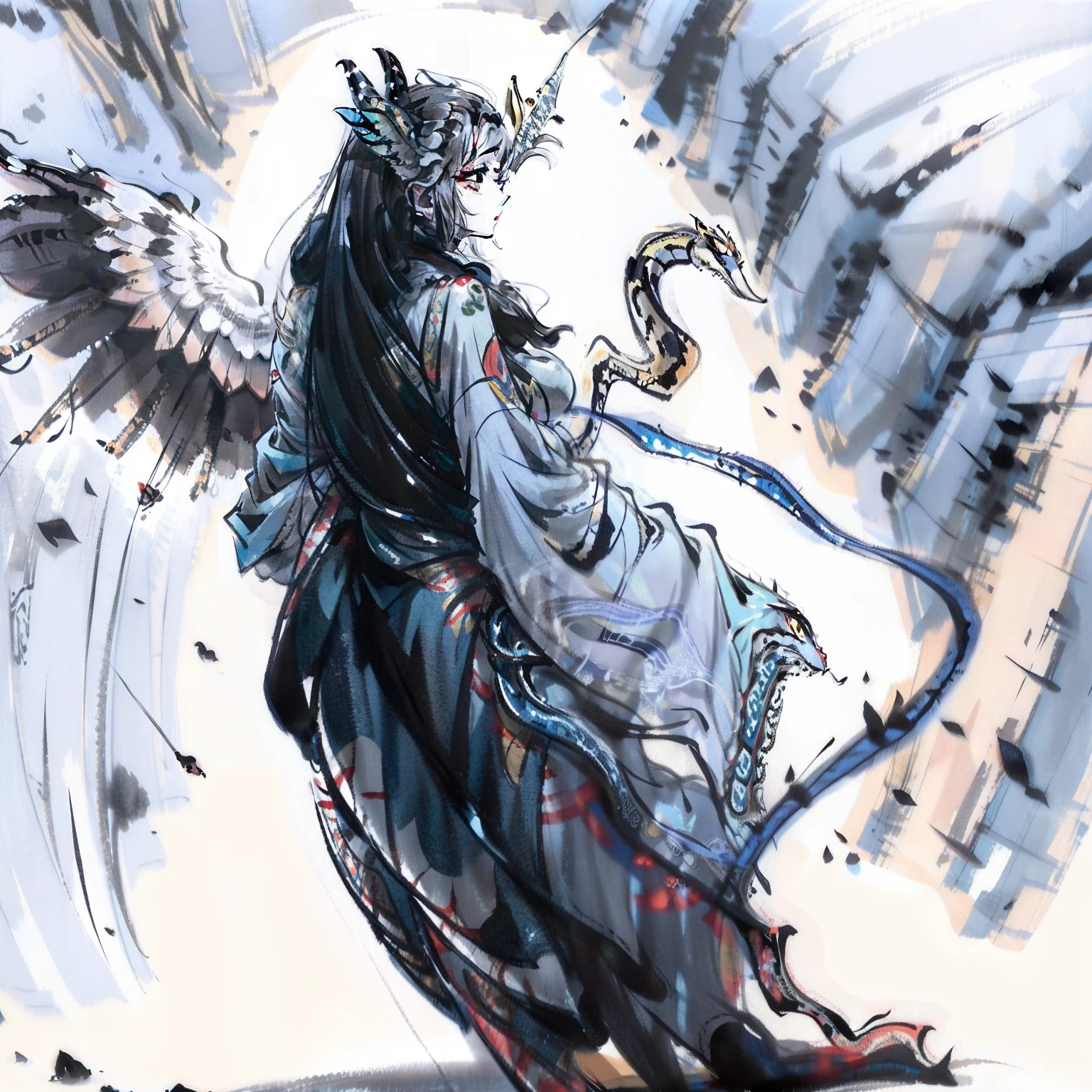 Beautiful and beautiful woman,It has turned into a human-faced jackal、Wings on the back、Walk like a snake、Winding and wriggling demons!
