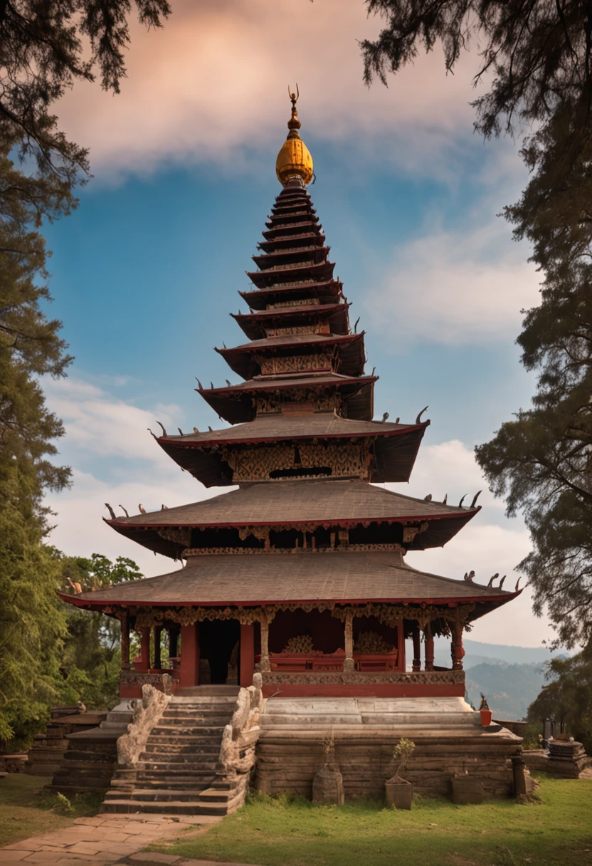 Nepalese Pagoda Temple Vector Icons