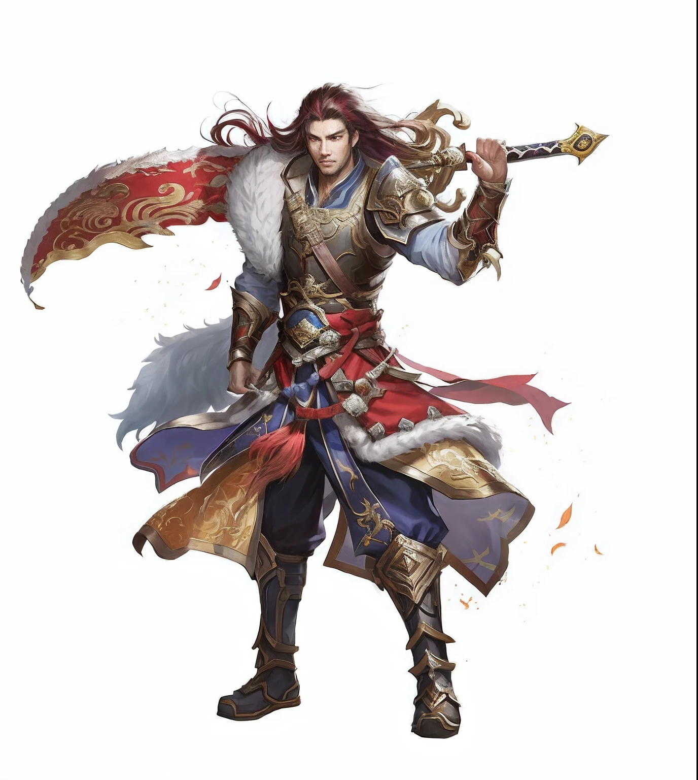a close up of a person with a sword and a costume, by Yang J, picture of an adult male warrior, Male Warrior, shadowverse character concept, bian lian, author:Yang Jin, rpg character art, author:Shen Zhou, author:Yang Borun, epic exquisite character art, rpg character, human male character art, D & D fantasy characters, author:Zhou Chen