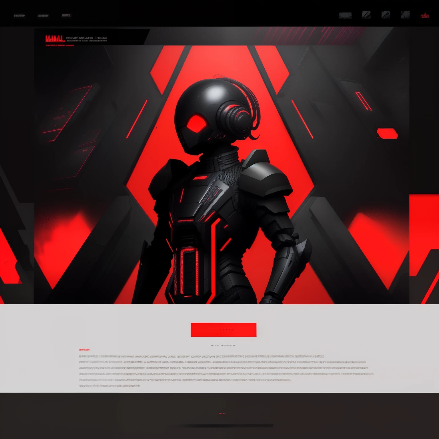 website page with a dark background and a red and black theme, in style of nanospace, vaporware style, in style of beeple, black interface, liminal space style, minimal design armor style, luxury watches