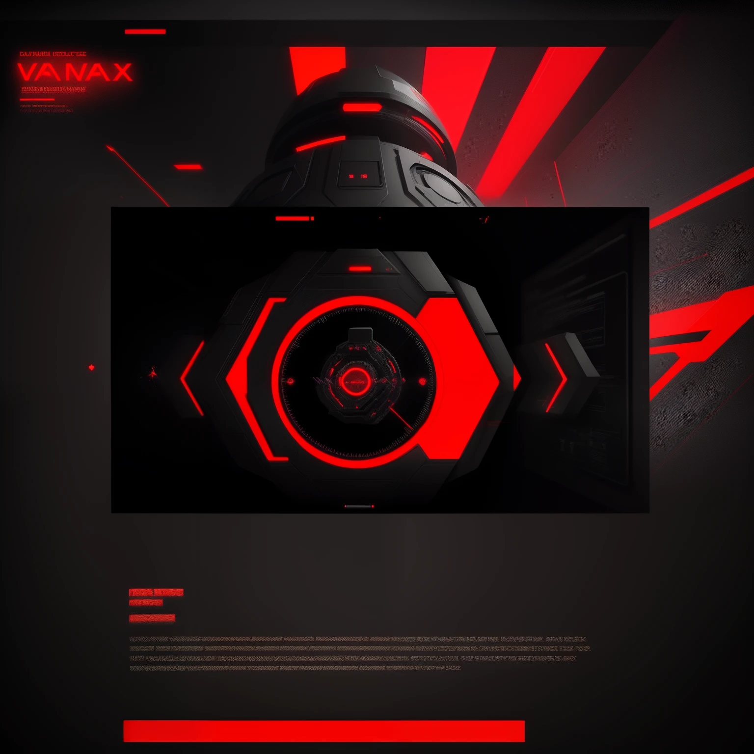 website page with a dark background and a red and black theme, in style of nanospace, vaporware style, in style of beeple, black interface, liminal space style, minimal design armor style, luxury watches