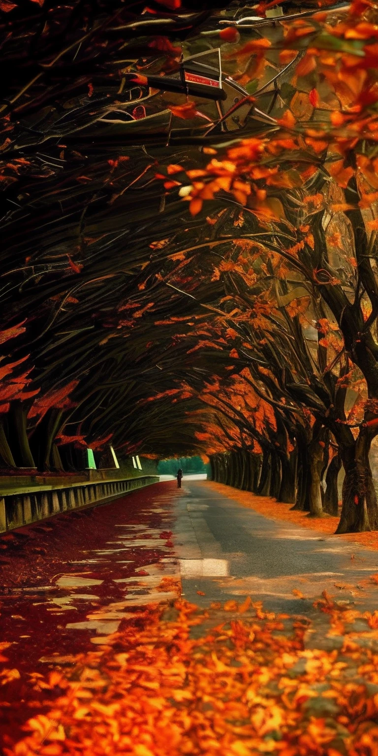 Masterpiece, Best quality, High quality, Extremely detailed Cg Unity 8K wallpaper,landscape with texture ,A place with lots of leaves and autumn colors on the ground,award winning photography, Bokeh, Depth of field, hdr, full bloom, color difference ,Photorealistic,Extremely detailed, trending on artstationh, trending on CGSociety, Intricate, High detail, Dramatic, art by midjourney