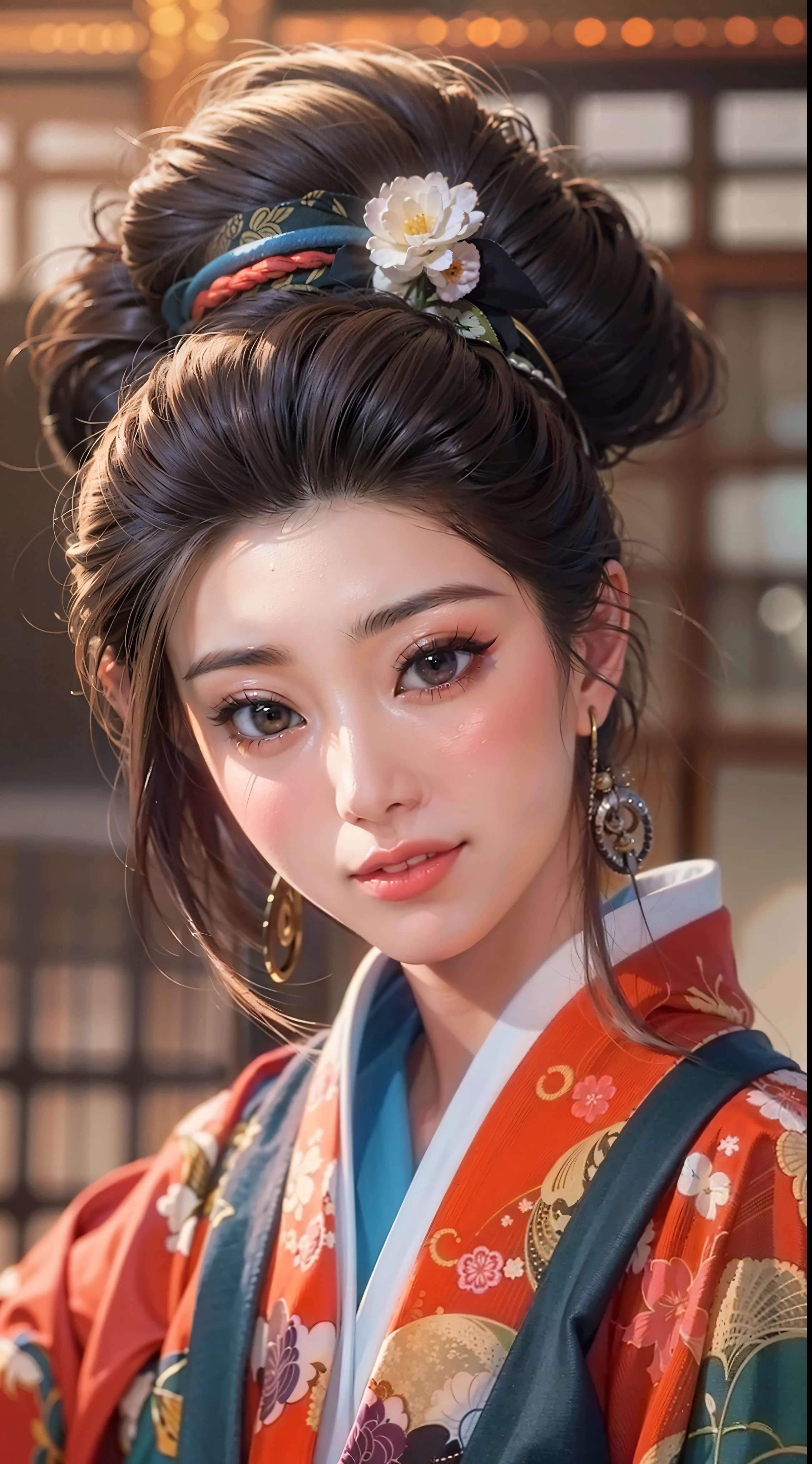 Masterpiece, (Photorealistic: 1.4), top quality, kimono, women, 40 years old