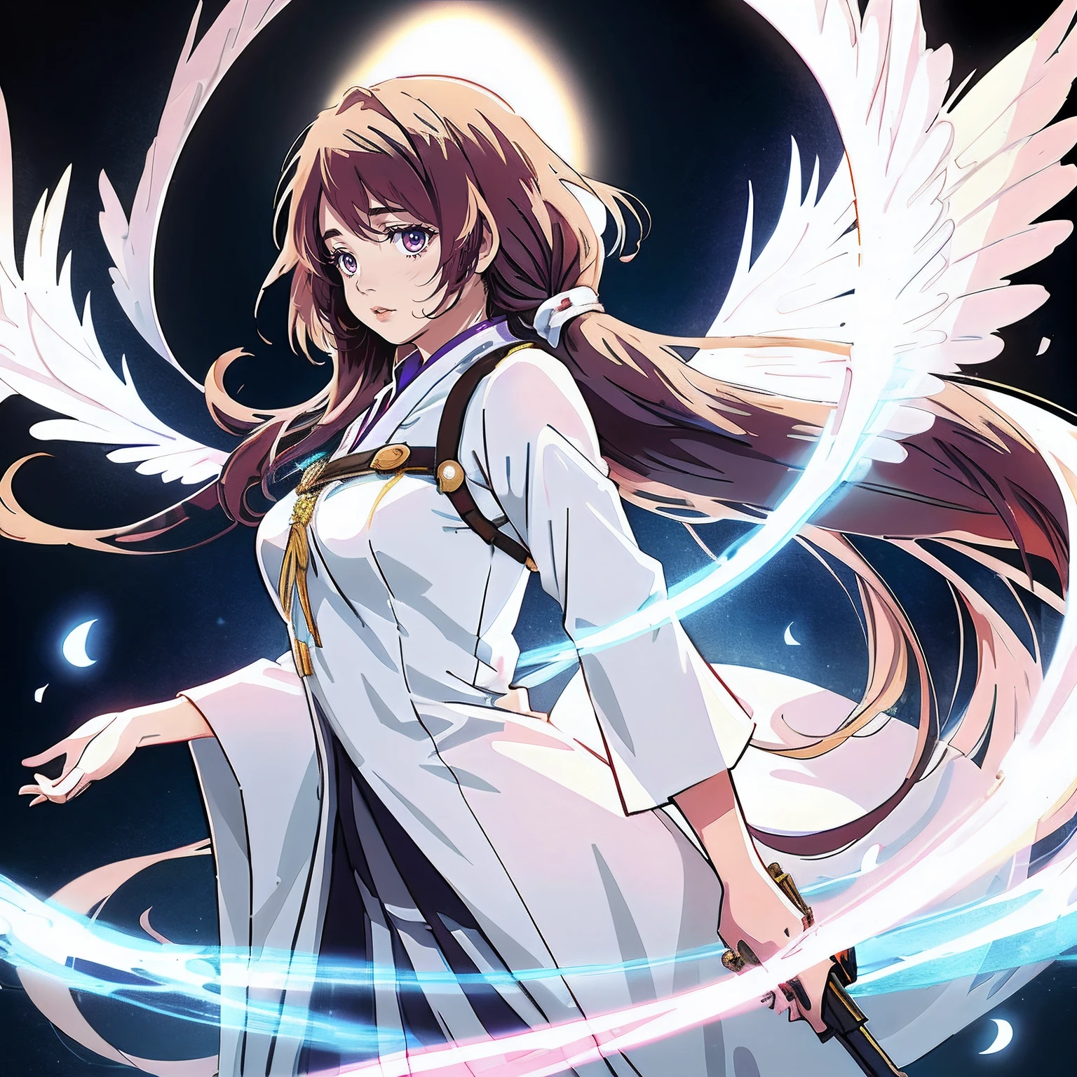A woman,Look at others,Milky white and delicate skin,brunette color hair,long whitr hair,extra very long hair,goddes,faeries,A cold expression,Perfect body,Sexy body,Light cyan gauze dress,Cinematic light and shadow,The upper part of the body,(Best Masterpiece:1.3),(Highest high resolution:1.11),(HighestQuali:1.2),Manga illustration,(solo person:2.0),(8k wallpaper:1.4),Beautiful masterpiece