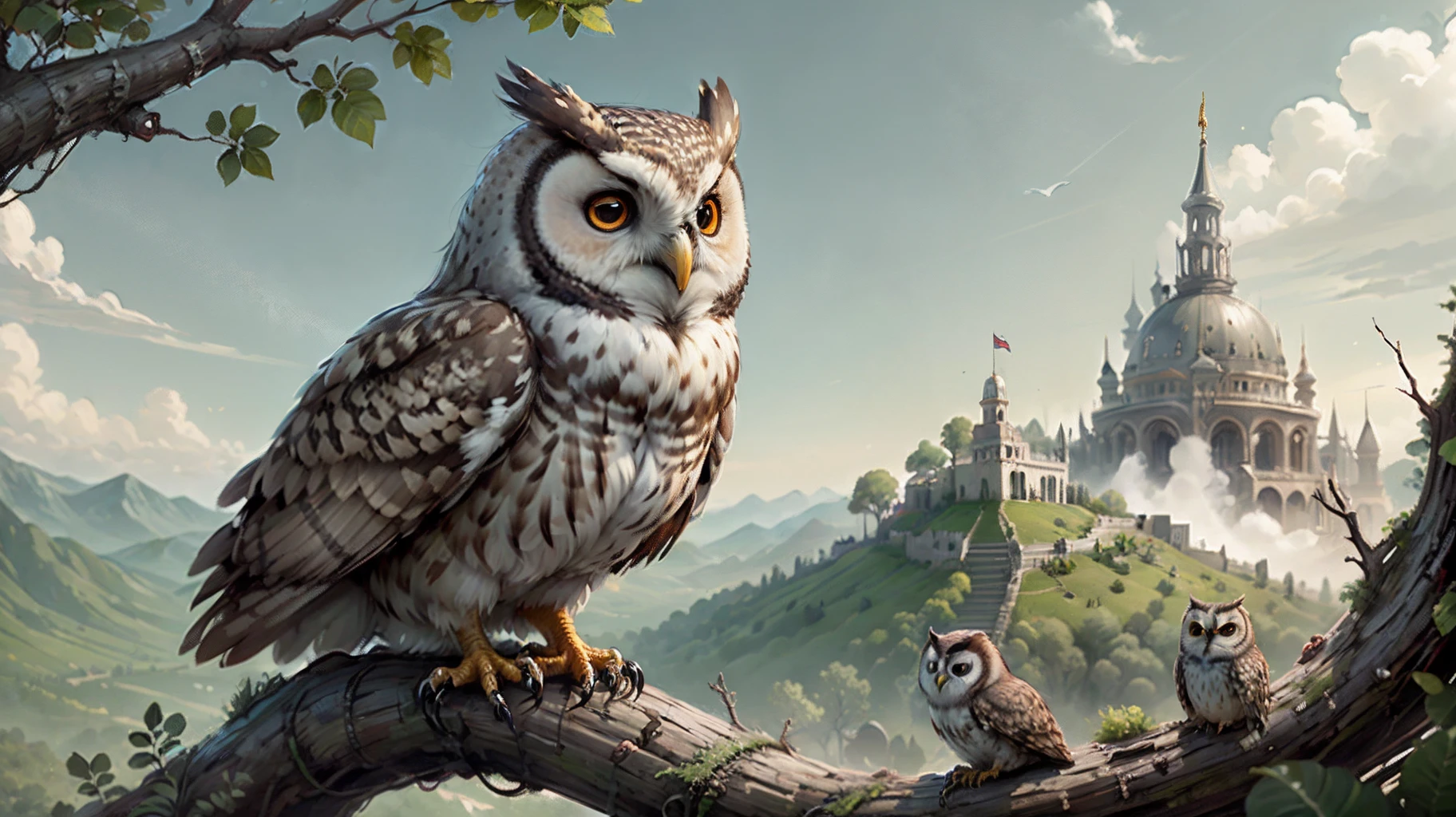 A clever old owl named Oliver perched on a sturdy tree branch