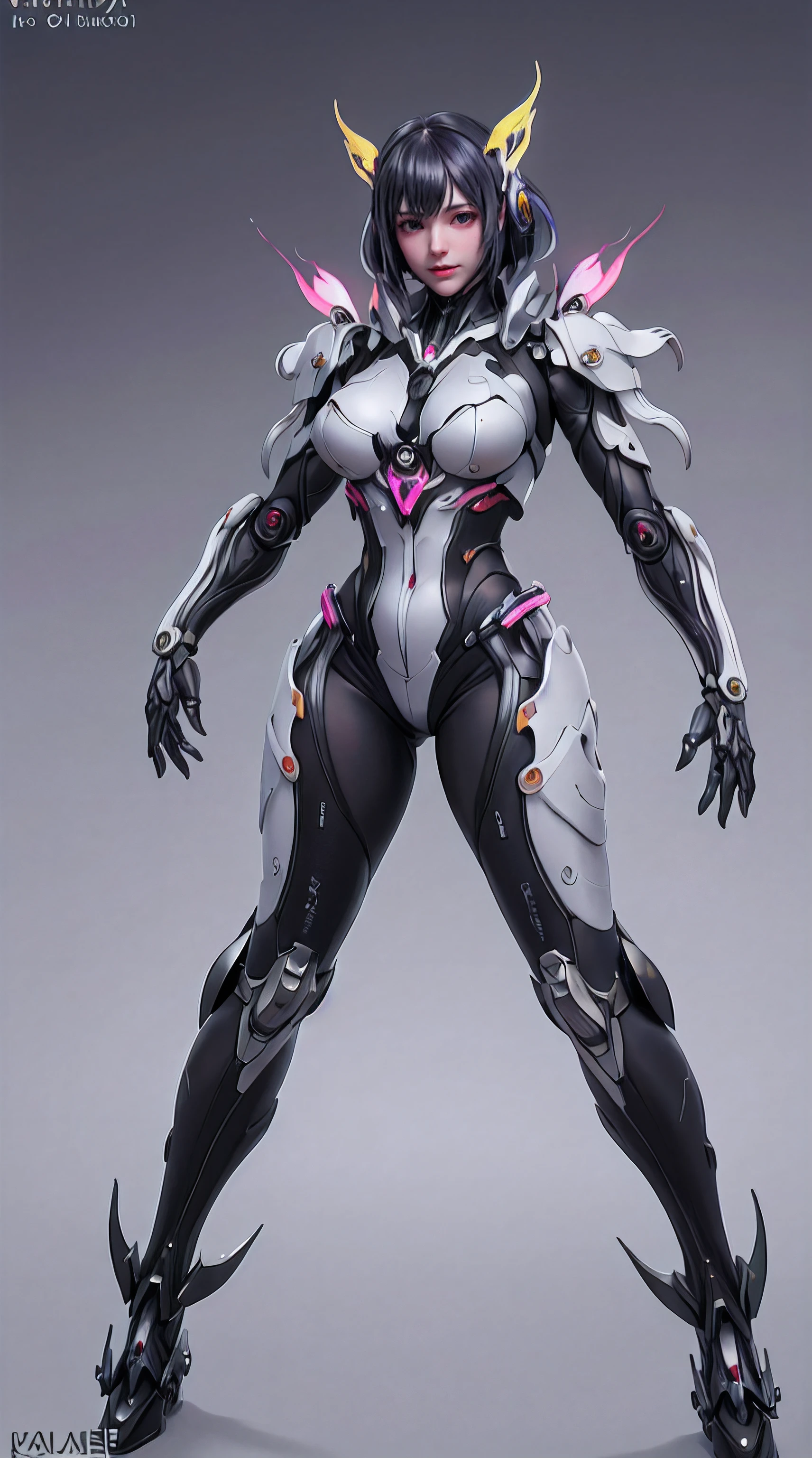 full body,solo,[:(black background:1.5):90],Gradient background,1mechanical girl,(1kaijin:1.2),curvy,machine made joints,machanical limbs,blood vessels connected to tubes,mechanical vertebra attaching to back,mechanical cervial attaching to neck,lights on armor,mecha headglass,Luminous Arms,laser eyes,expressionless,glowing skin,dynamic angle,
(colorful:1.2),outline,watercolor,hdr,ray tracing,nvidia rtx,subsurface scattering,pbr texturing,post-processing,anisotropic filtering,depth of field,maximum clarity and sharpness,16k raw,luminescent particles,cinematic lighting,lens flare,dramatic_shadow,fantasy,chromatic aberration, intricate details,ultra high res,(photorealistic:1.4),dramatic lighting,