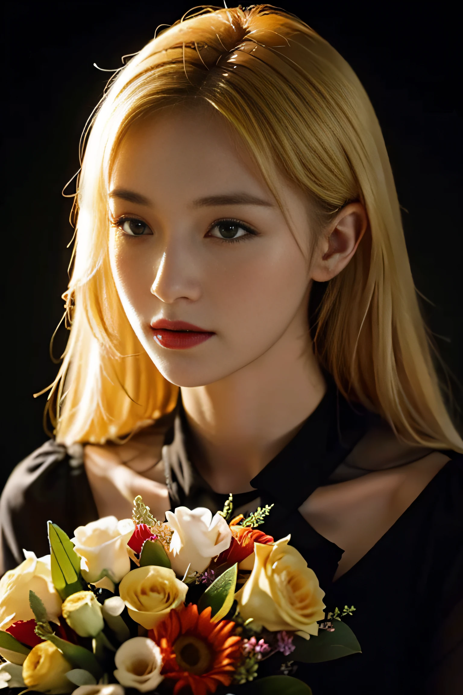 Flower bouquet,a beauty girl,horor,a blond,dead body,Diabolical,vampire