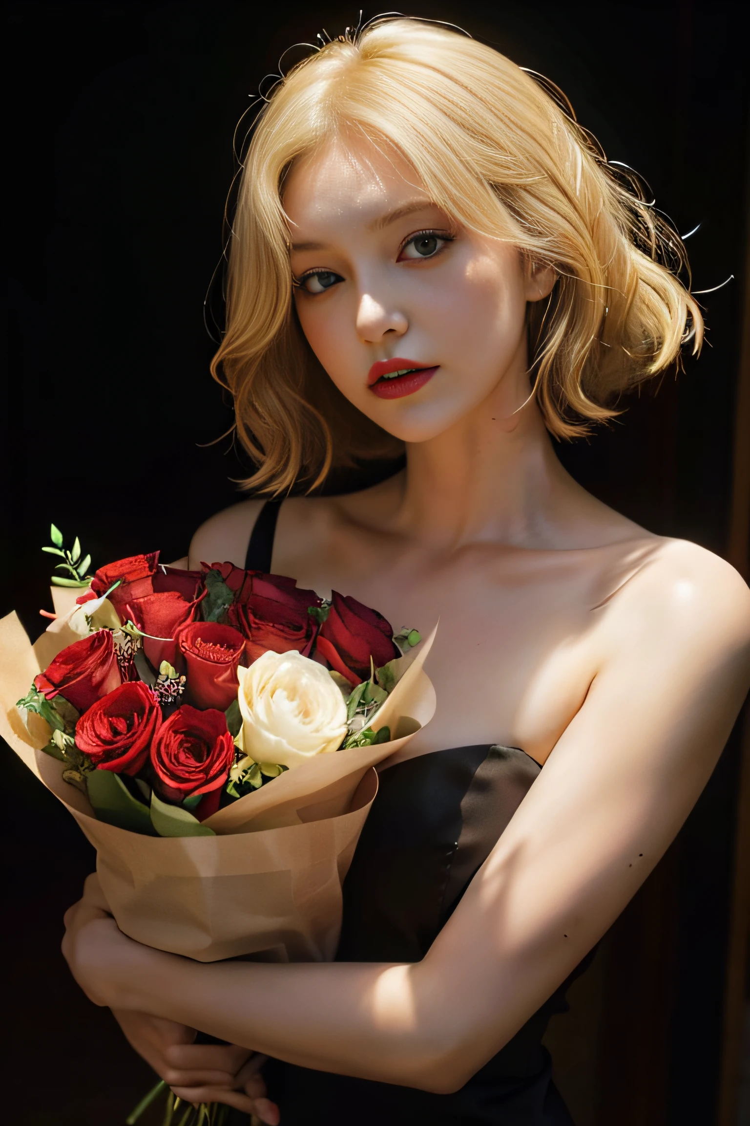 Flower bouquet,a beauty girl,horor,a blond,dead body,Diabolical,Vampire,bob