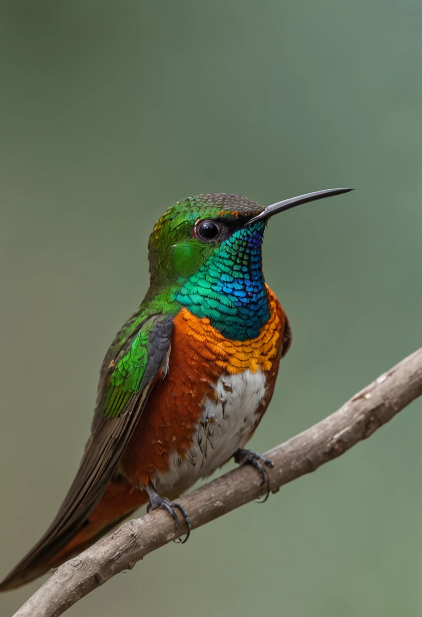 Sapphire golden-tailed hummingbird， Spread your wings and hover in the air, simplebackground，Face the lens，tmasterpiece，best qualtiy，8K