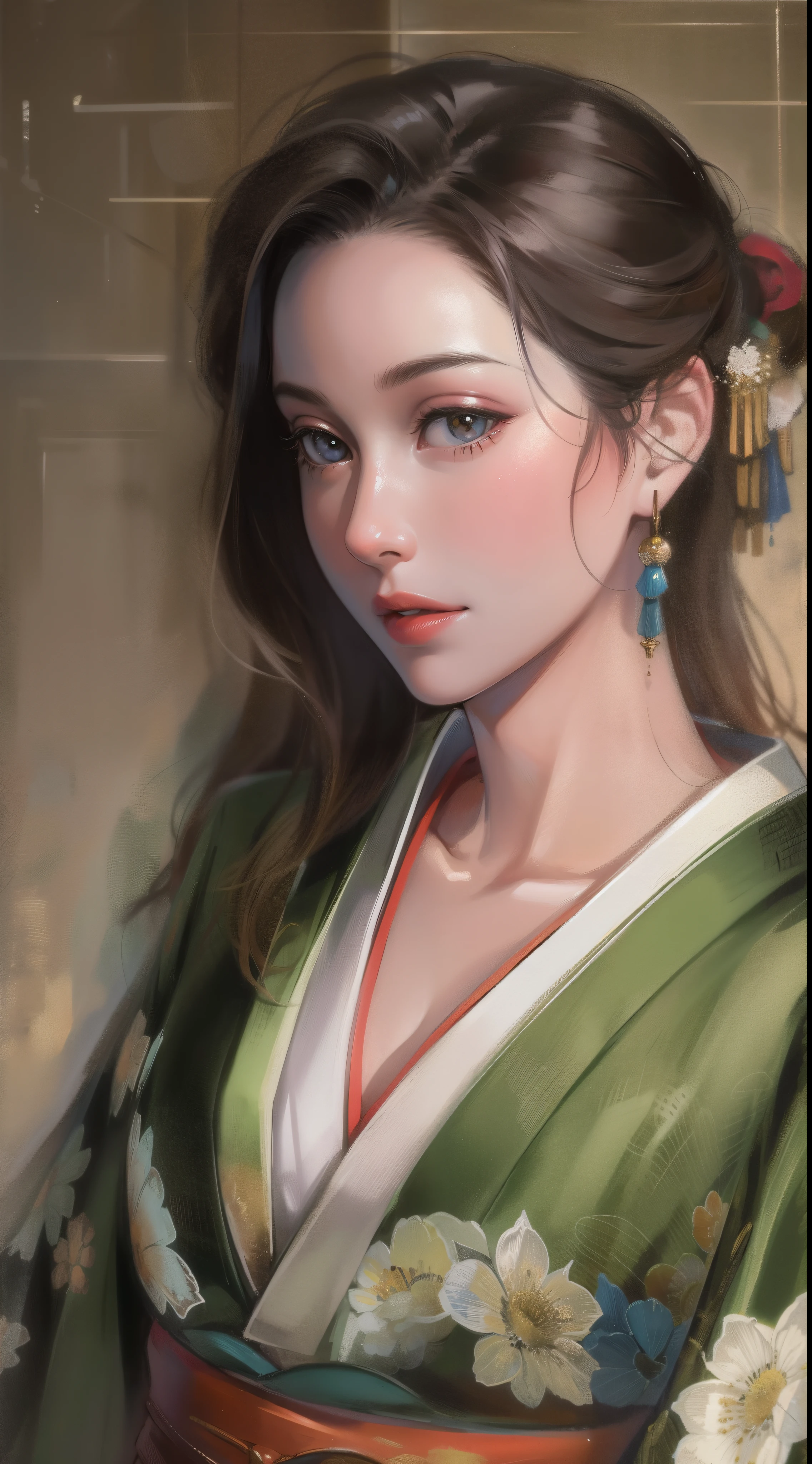 Masterpiece, (Photorealistic: 1.4), top quality, kimono, women, 40 years old