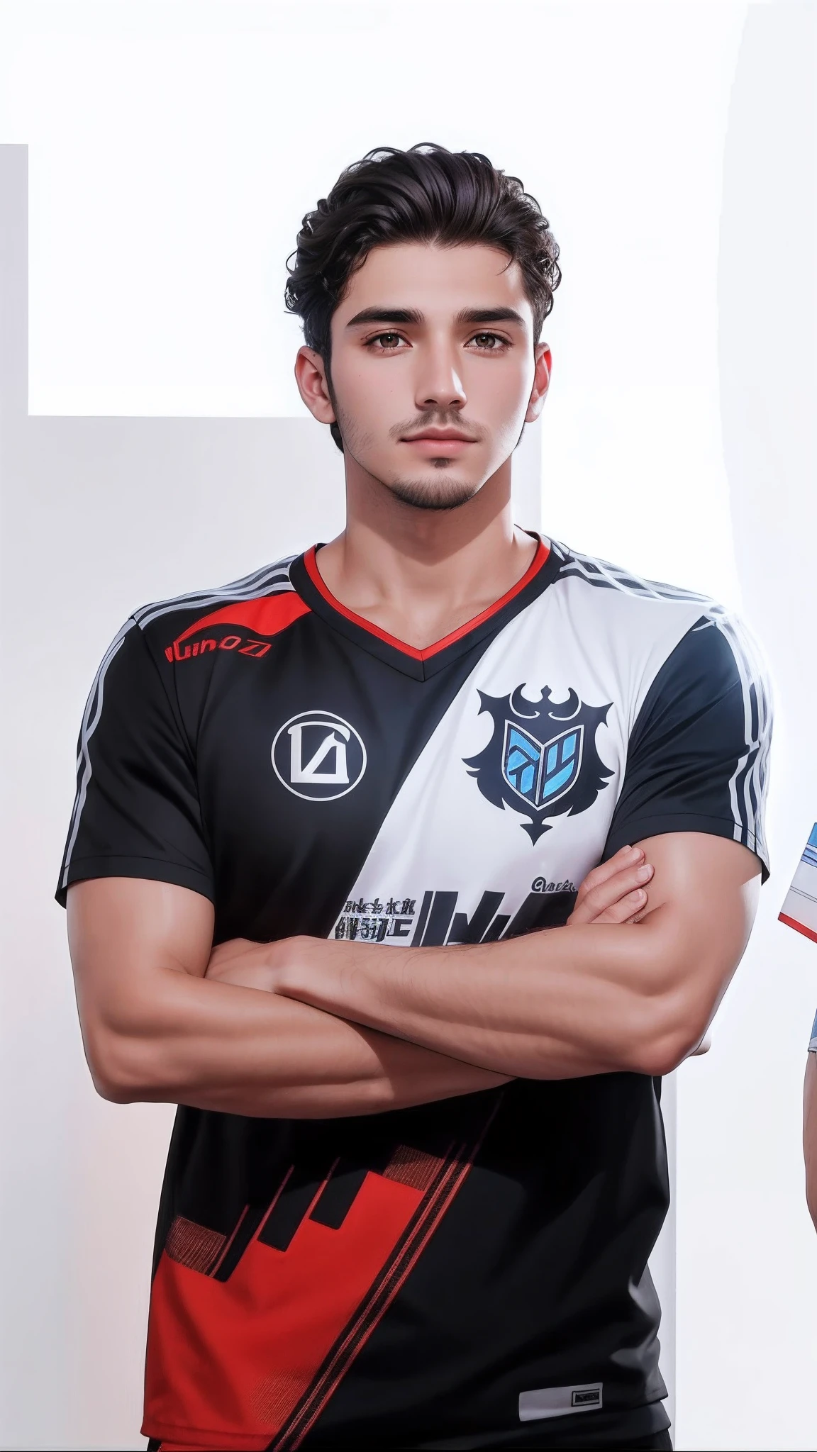 25-year-old man with fine features, wavy hair up to the shoulders, (fotorealista: 1.3), (melhor qualidade 1.0), 8k, hiper-realismo, (profundidade de campo), olhos castanhos, cabelos castanhos, vestindo um casavo preto com capuz, symmetrical and attractive face, Hunter's plhar, Dark environment with objects behind, wavy hair, black hair, facial hair