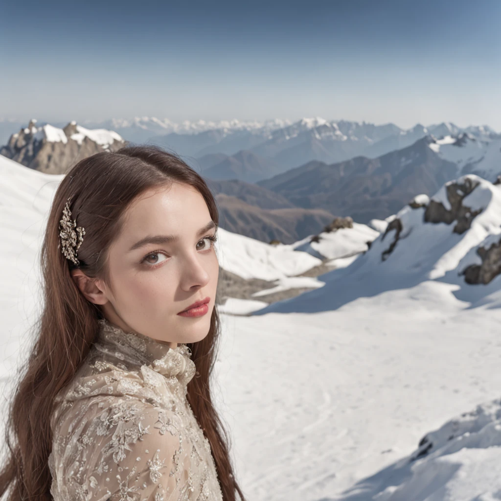 Climb snowy mountains alone,Very shocking picture,The sky is blue