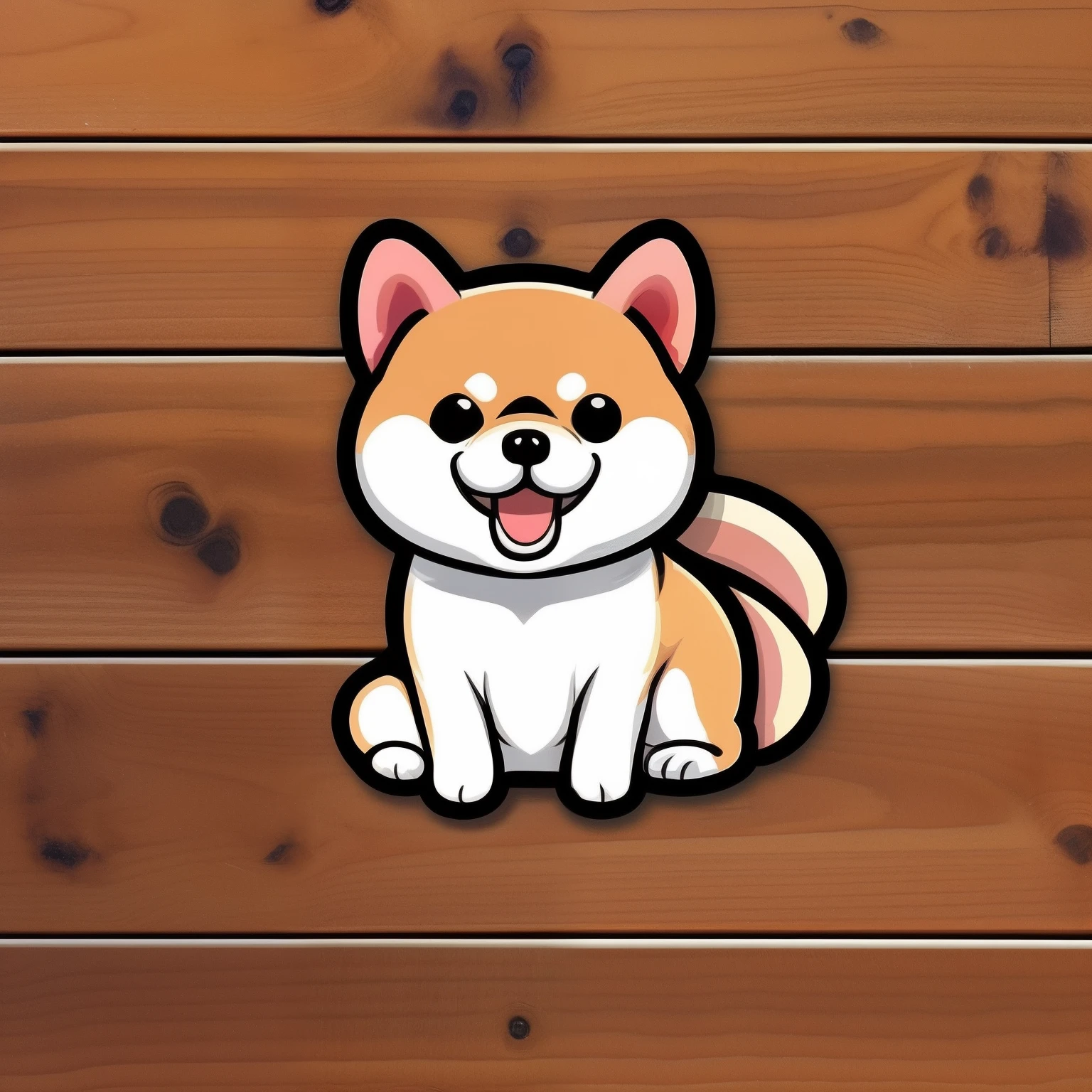 Shiba dog、a sticker、kawaii、tongue-out、Sitting