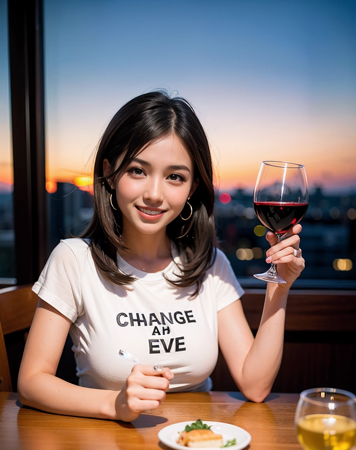 Change to a stylish plain T-shirt