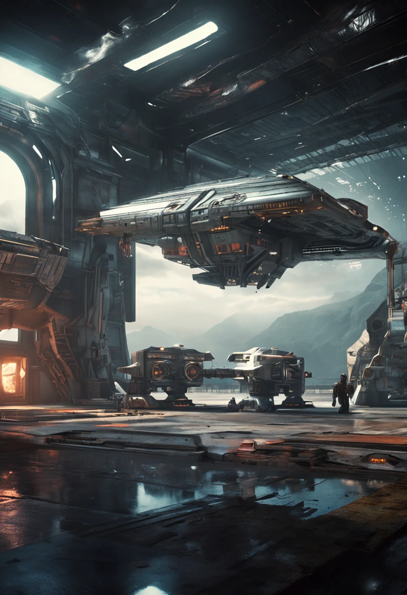 post sci fi hangar