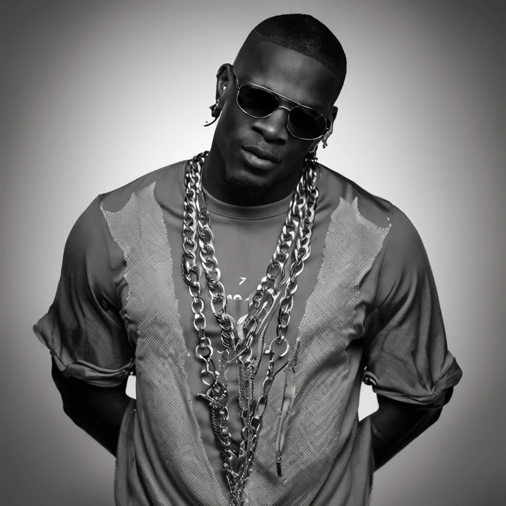 Araffe, a man in a black shirt and sunglasses tying a silver chain;, Coelho ruim, Dr. Zeus, teddy fresh, joias rapper, silver neck chains, usando correntes, Dimly - Iluminado, outlive streetwear collection, demobaza, arte oficial, mal iluminado, Carlos Gustavo, photo shoot, Sul, baixo fi-fi, Ronaldo Nazario, usando uma corrente de prata, tattoo written boxtwo on the arm, Render in 3D animation, qualidade 4k