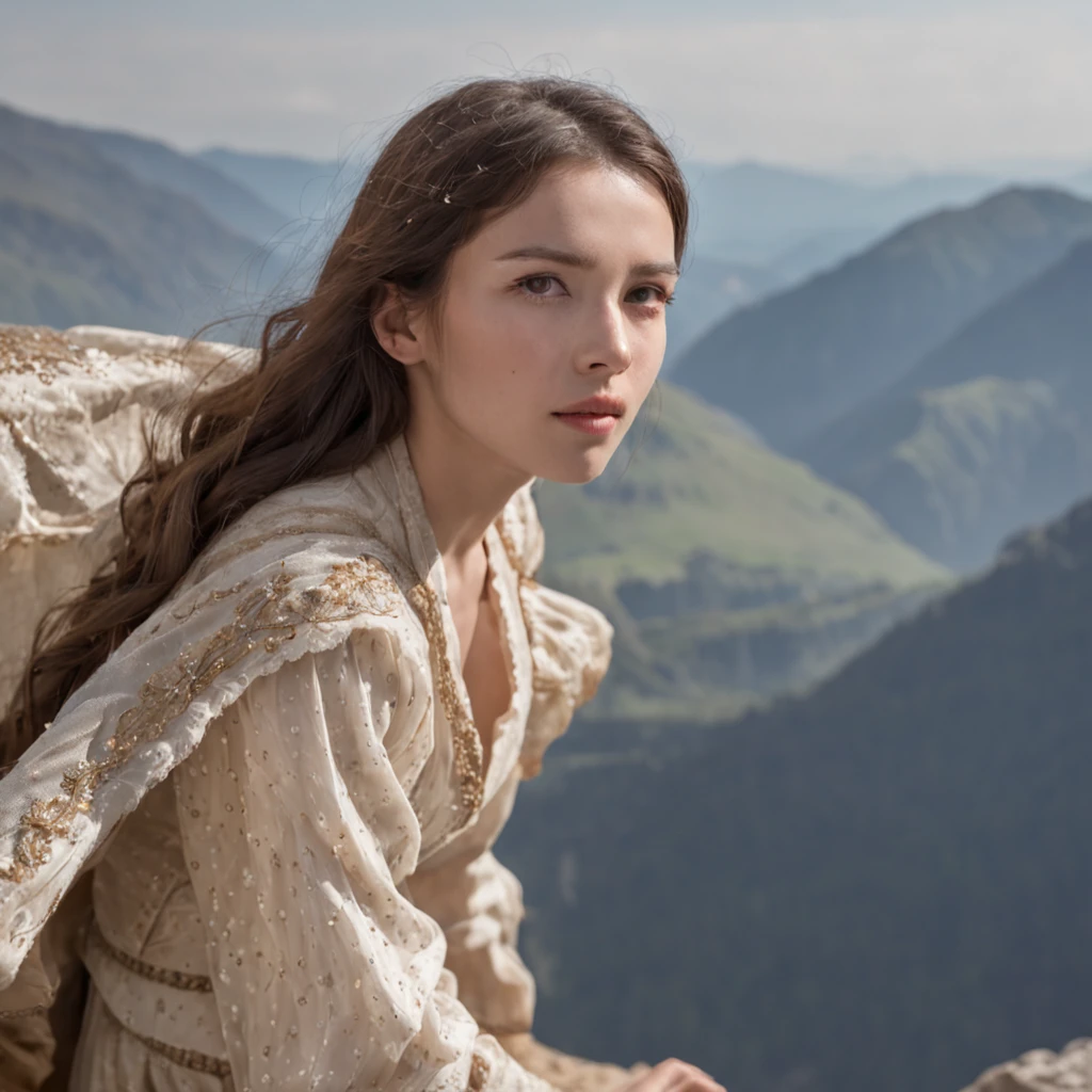 Climb the back of the snowy mountain alone，Very shocking picture，Blue sky