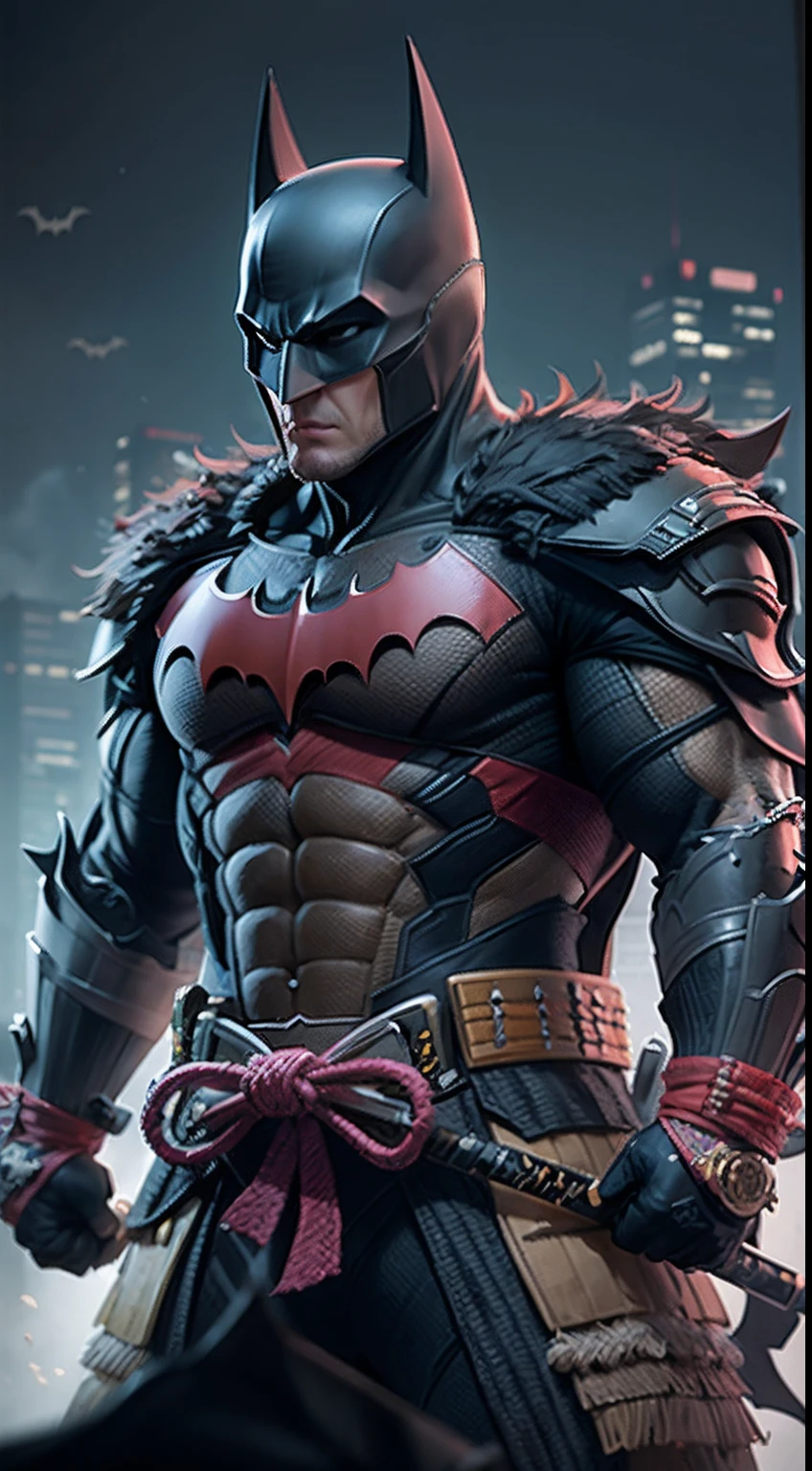batman become samurai, octane render, unreal engine, highly detailed, intricate