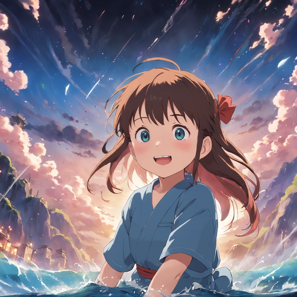 Ghibli Anime Images,5 year old girl with innocent bright smile