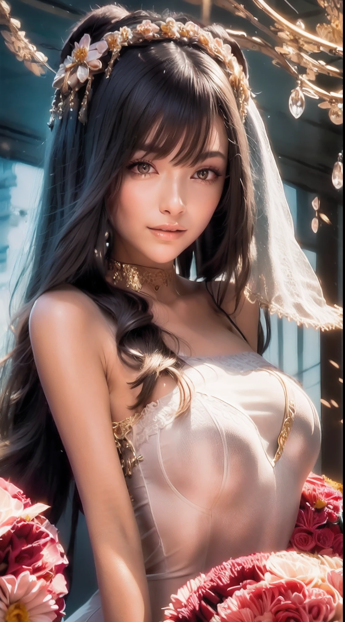 (Blonde 1。3 Lots of hair1。3 Delicate hair 1。2),(Big red eyes+gold-wire glasses:1.2+Intellectual beauty:1.1),"Crystal face lines sparkle on the forehead",femele,delicate depiction of skin,The gold-tone metal dragon headdress pattern is clear,Red apple in hand,Bronzed complexion, red flower patterned, It is clearly depicted。