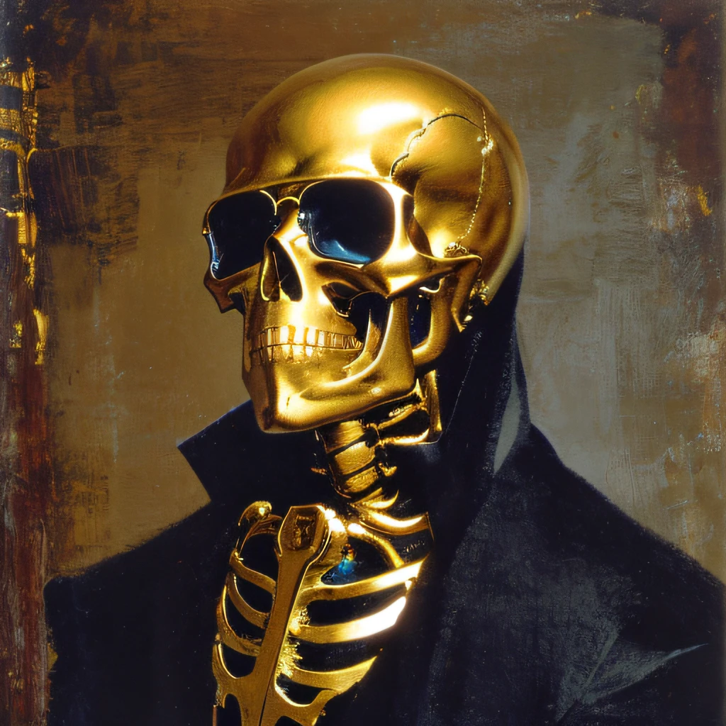 Skeleton rust wind,Wear thick gold-framed reflective sunglasses,32K(tmasterpiece,k hd,hyper HD,32K)Light chrysanthemum flowing hair,Silver skull jewelry area in the cave,Indigo Skull King ,ice hockey(The skeleton is realistic:1.4),Skull pattern robe,Silver skull light blue ornament,Petals flutter,The background of autumn is pure,Hold your head high,Be proud,The nostrils look at people, A high resolution, the detail, RAW photogr, Sharp Re, Nikon D850 Film Stock Photo by Jefferies Lee 4 Kodak Portra 400 Camera F1.6 shots, Rich colors, ultra-realistic vivid textures, Dramatic lighting, Unreal Engine Art Station Trend, cinestir 800,Hold your head high,Be proud,The nostrils look at people,Tsundere,Petals flutter,Petals flutter,Sprinkle with gold dust,Fluttering,Impeccable,( reasonable design, Clear lines, High sharpness,Best quality, Very detailed skeleton, The skeleton of a masterpiece, offcial art, movie light effect, 16K skeleton(((Wear thick gold-framed reflective sunglasses)))