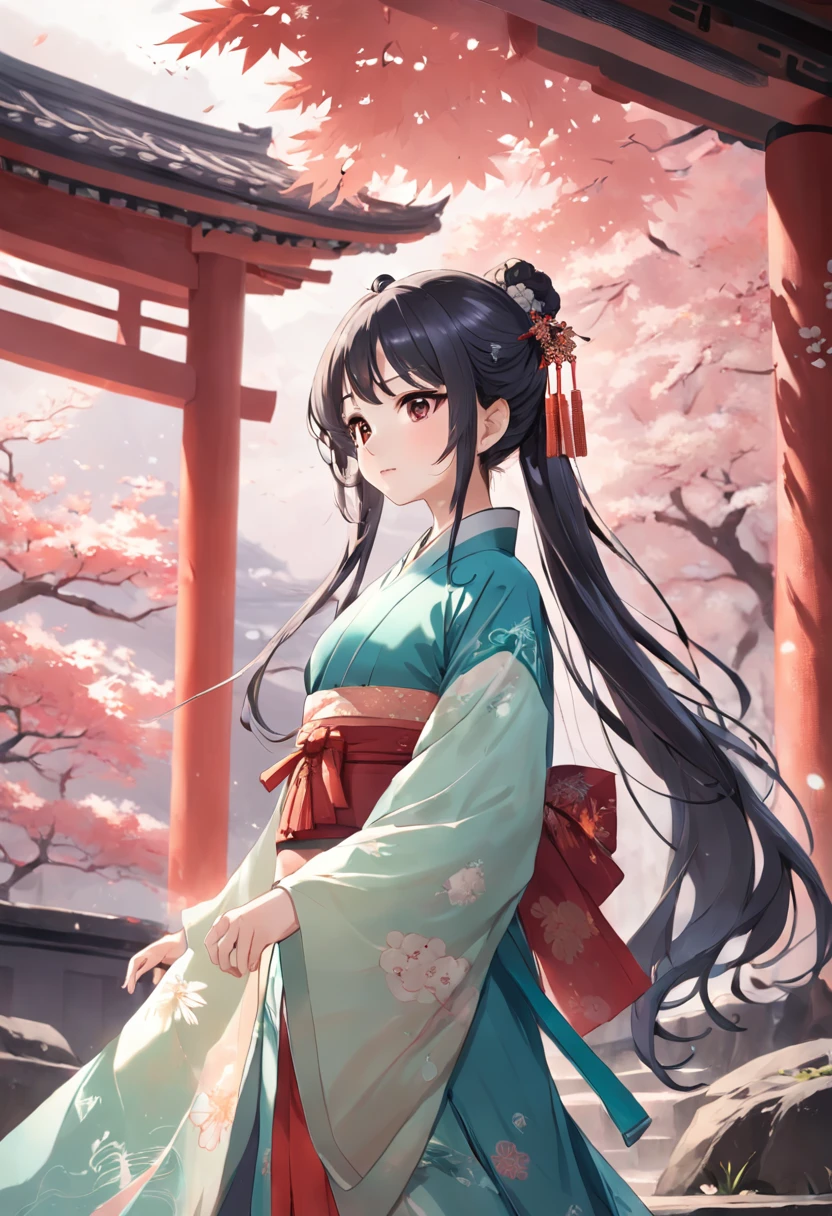 Ancient Hanfu anime girl,Holidays,style of anime,anime artsyle。
