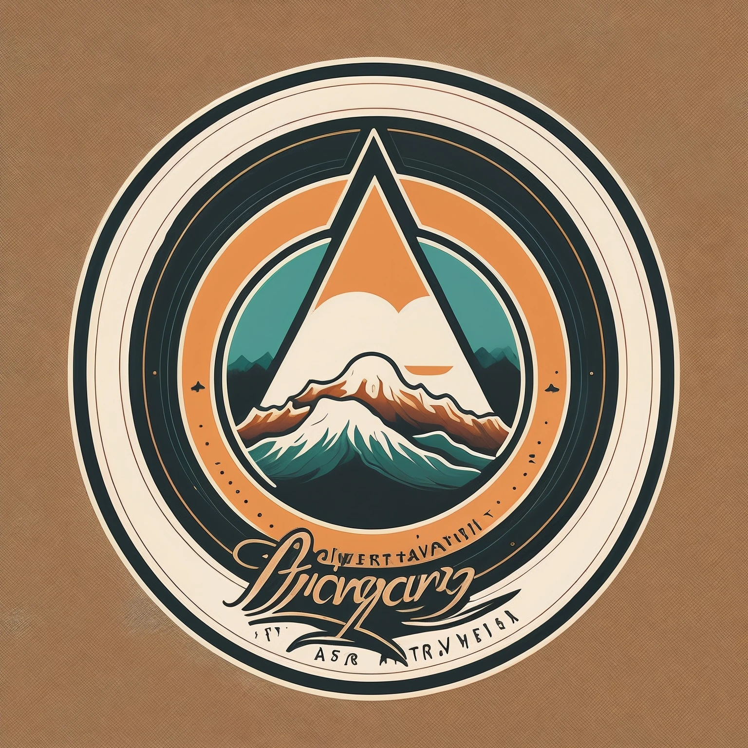 Oversized T – Shirt design for adventurers and travel enthusiasts. simplistic design, Thin lines, Clean background. stylish and trendy, As a MAGIFACTORY-style T-shirt logo，round form，2d，Symmetry 1，Middle Sun，Symmetrical ears of wheat below