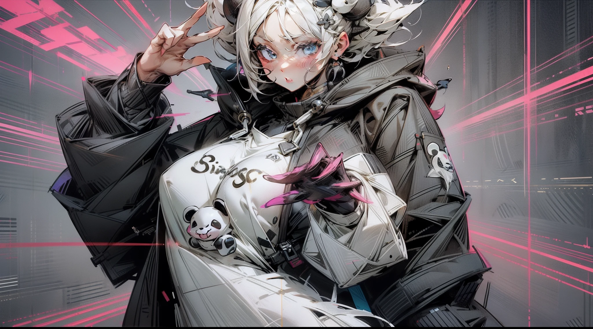 {{{{ masterpiece }}}},{{{{ 4K }}}},{{{{ badass anime 8 k }}}}, {{{{{{{{ short hair }}}}}}}}, {{{{{{{{ white hair }}}}}}}},  {{{{{{{{ big boobs }}}}}}}},panda hoodie