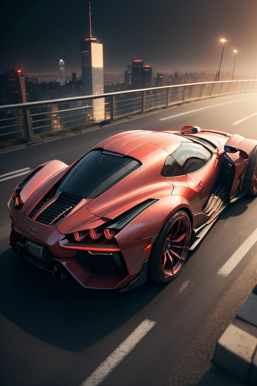 sportscar, Highest Quality, excellent details, Ultra-high resolution, (fidelity: 1.4), Best Illustrations, favor details, Delicate and beautiful car, ((Wine-red metal body: 1.8)), A sexy,, Cyberpunk, Futuristic, mechanical aesthetics, complex machinery, High-tech lighting scene in futuristic city, Perfect Detail Rendering, Octane Rendering, Ultra HD