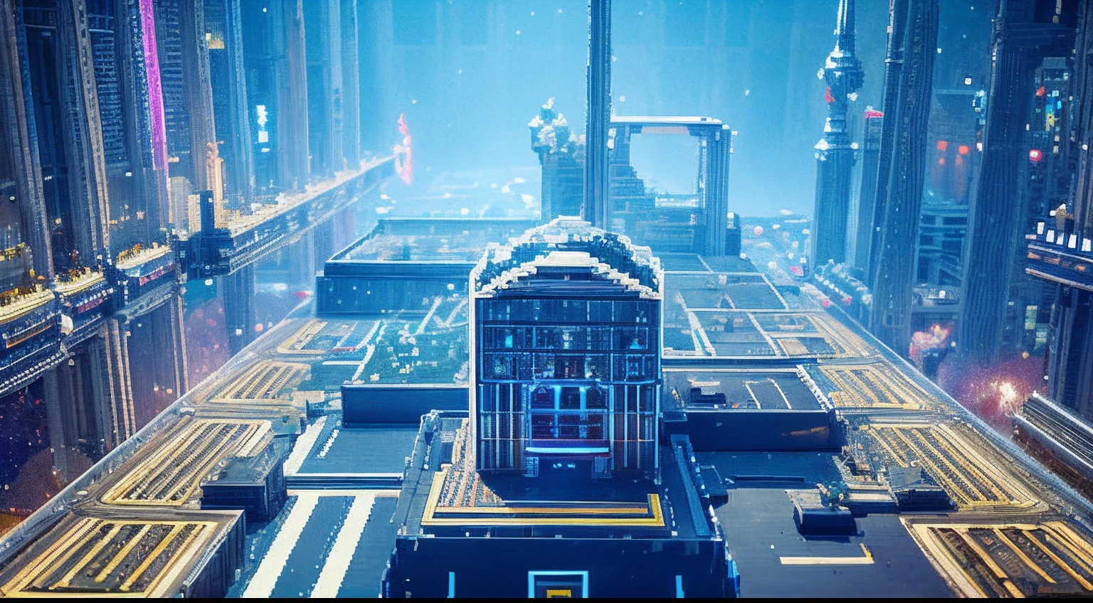 pixel game,scenography,fantastical scenes,Space City,levitating, Pixel art #pixelart